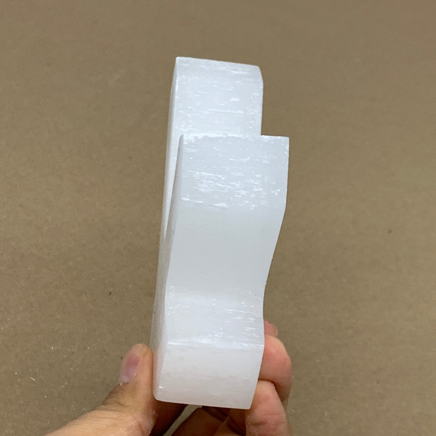 0.85 lbs, 4.3"x3.7"x1.1", Natural Selenite Crystals Carved,Home Decor, B35981