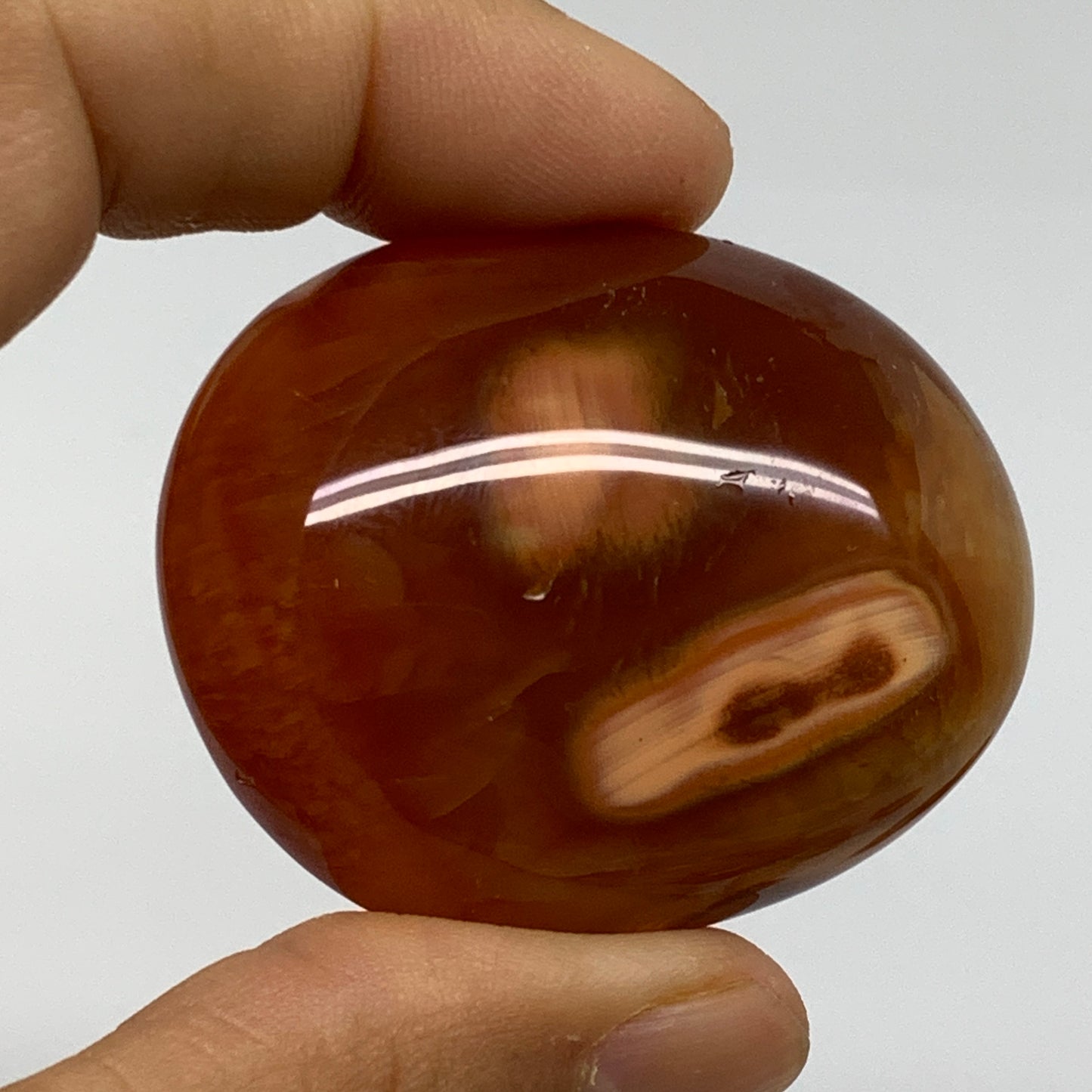 215.2g, 1.9"-2", 3pcs, Red Carnelian Palm-Stone Gem Crystal Polished, B37606