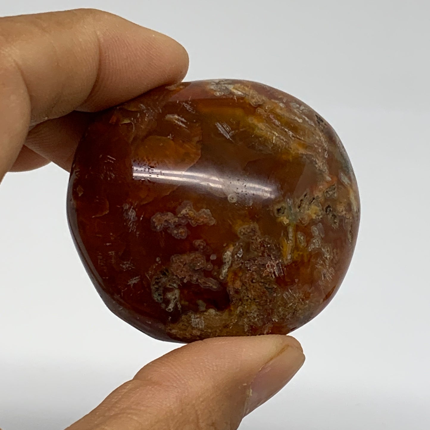 215.2g, 1.9"-2", 3pcs, Red Carnelian Palm-Stone Gem Crystal Polished, B37606