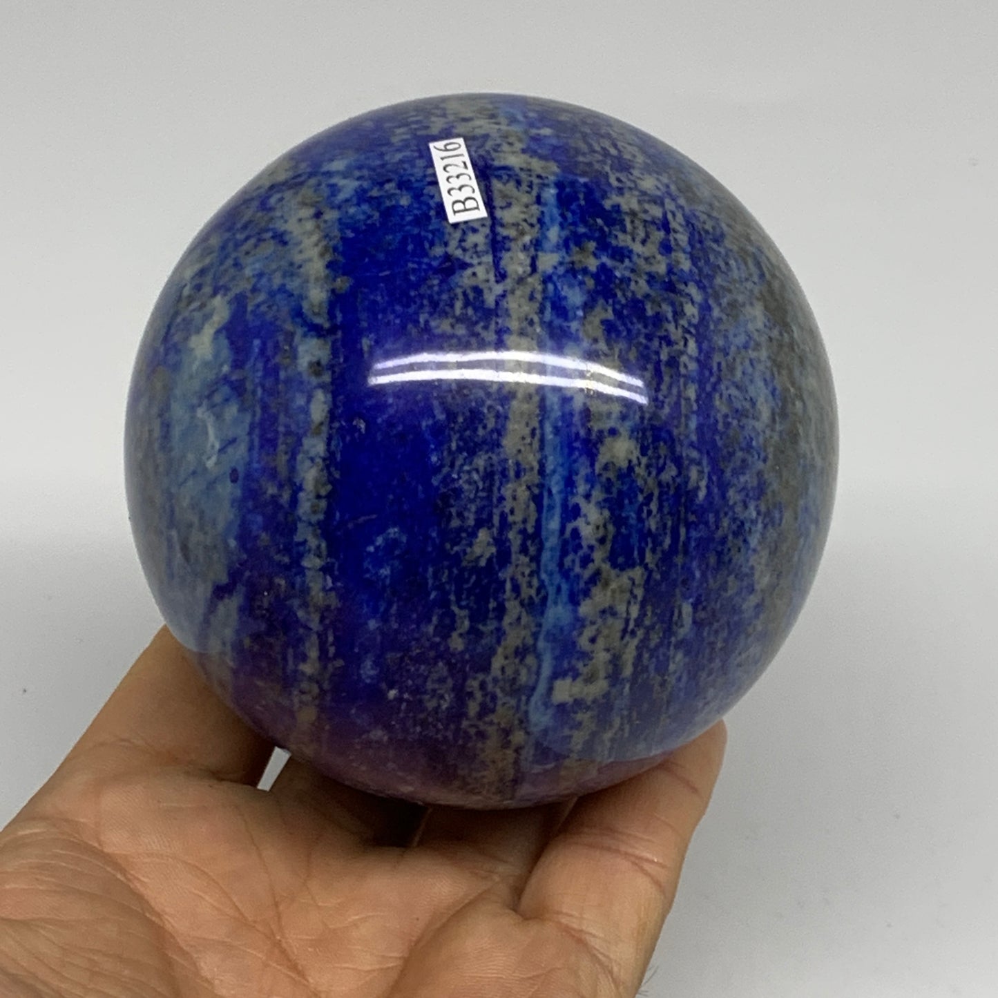 2.14 lbs, 3.4" (85mm), Lapis Lazuli Sphere Ball Gemstone @Afghanistan, B33216
