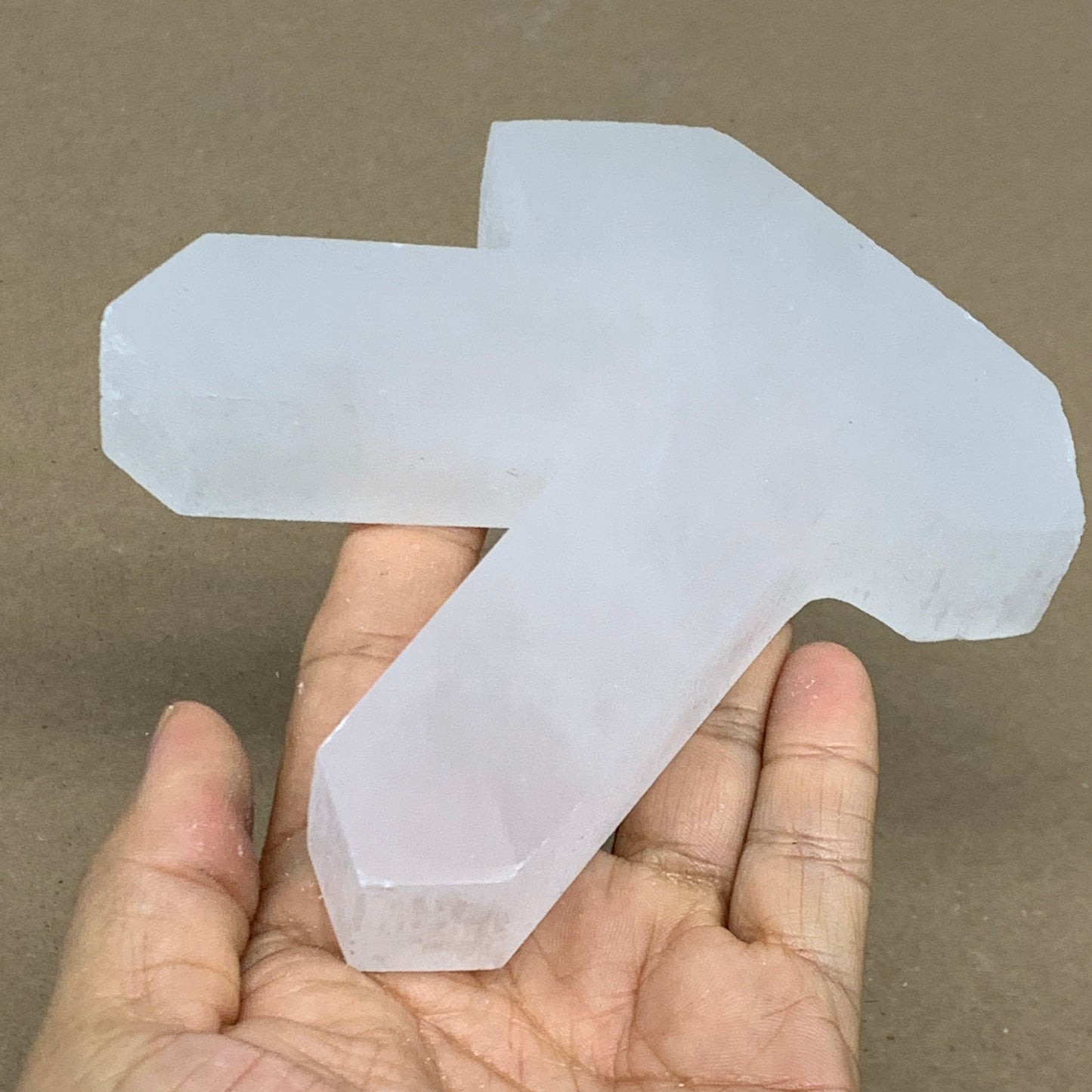 0.85 lbs, 4.3"x3.7"x1.1", Natural Selenite Crystals Carved,Home Decor, B35981