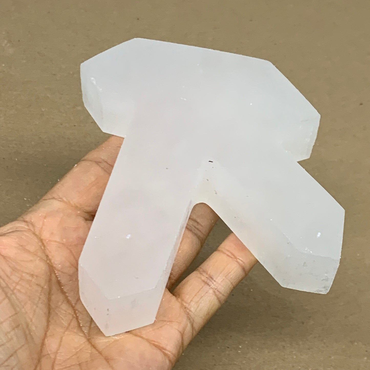 0.85 lbs, 4.3"x3.7"x1.1", Natural Selenite Crystals Carved,Home Decor, B35981