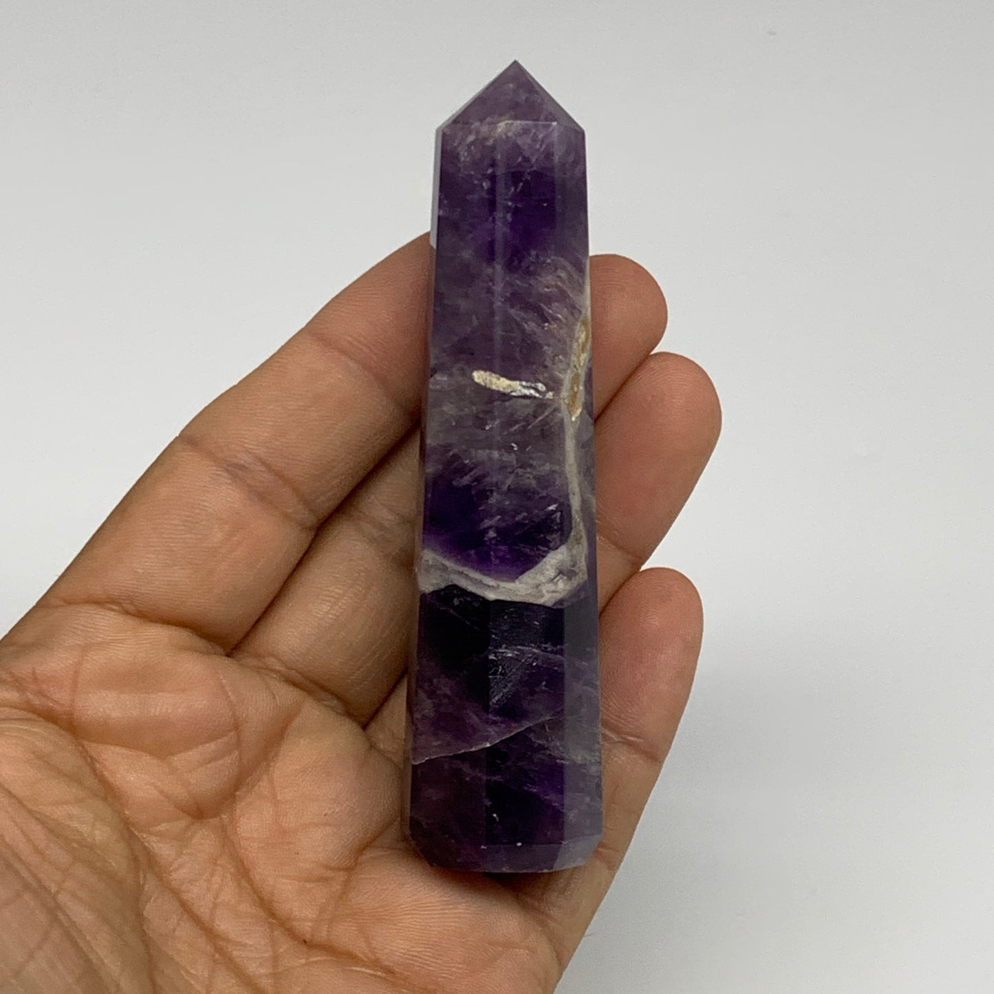 72.1g,  3.6"x0.9", Natural Amethyst Tower Point Obelisk @Brazil, B31236