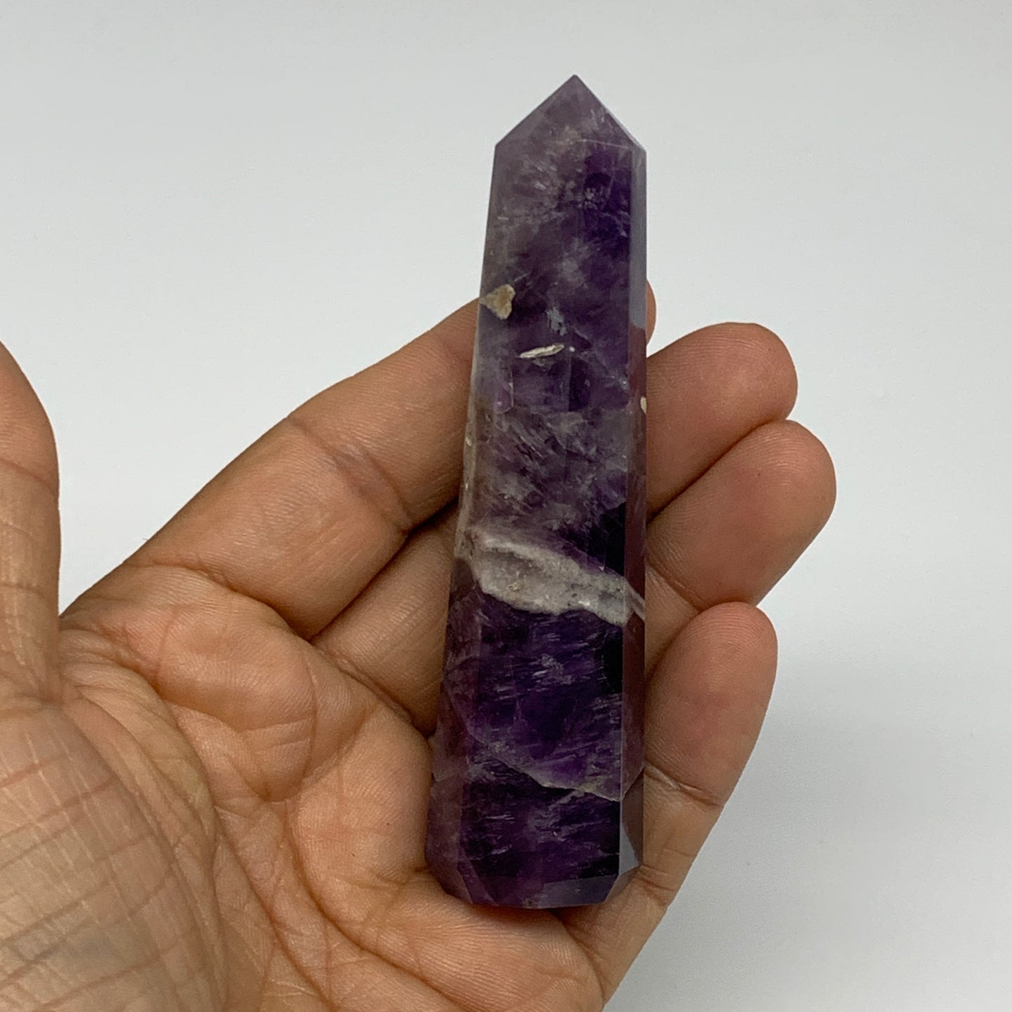 72.1g,  3.6"x0.9", Natural Amethyst Tower Point Obelisk @Brazil, B31236