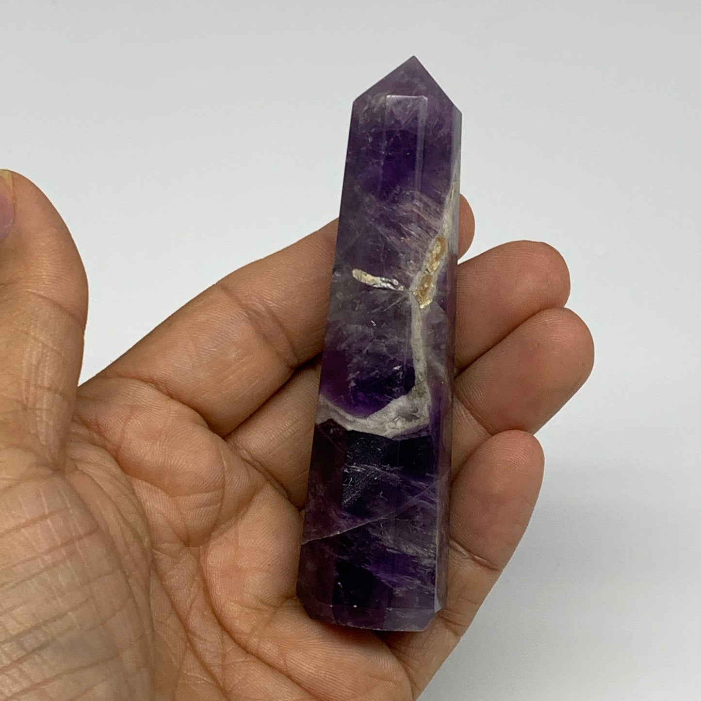 72.1g,  3.6"x0.9", Natural Amethyst Tower Point Obelisk @Brazil, B31236