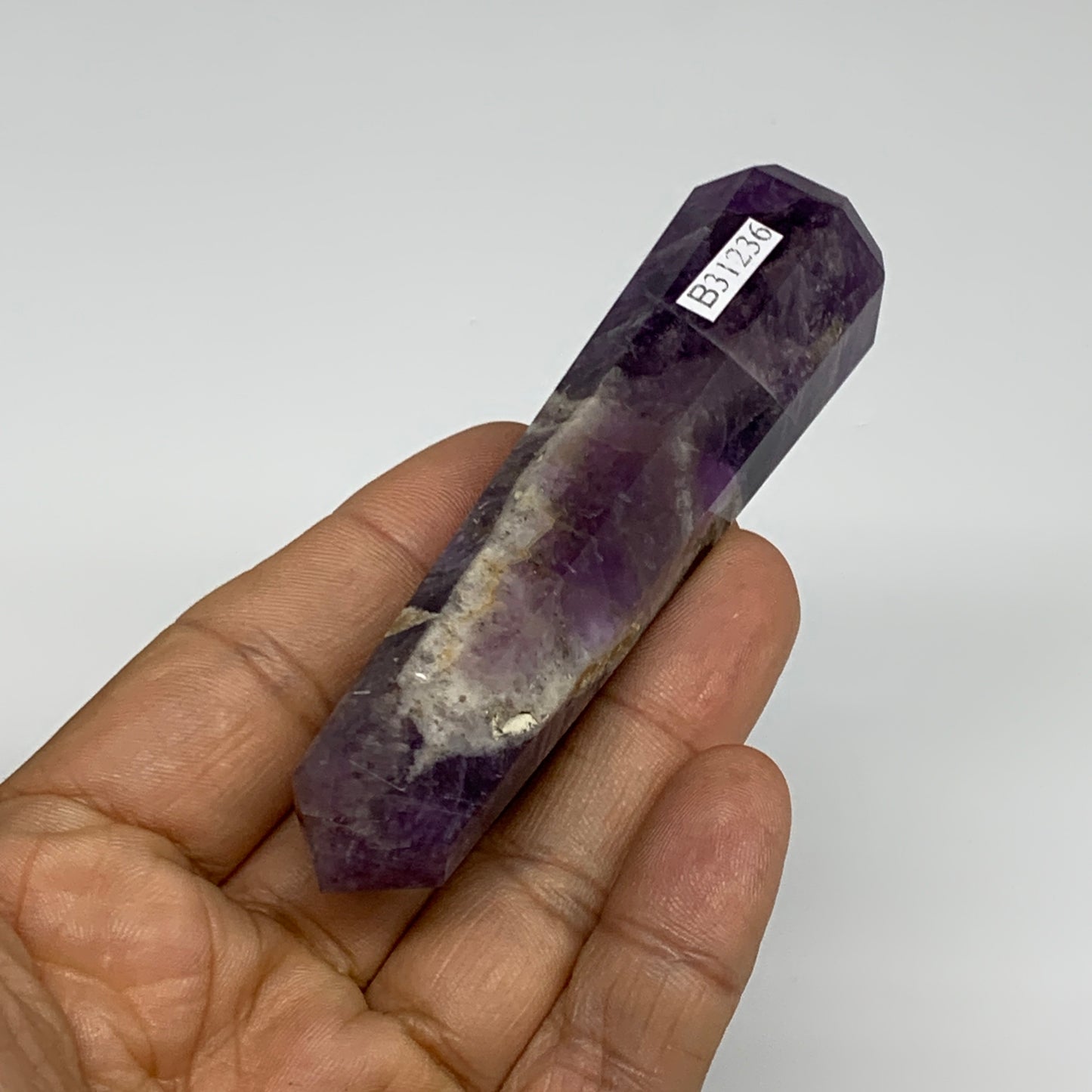 72.1g,  3.6"x0.9", Natural Amethyst Tower Point Obelisk @Brazil, B31236