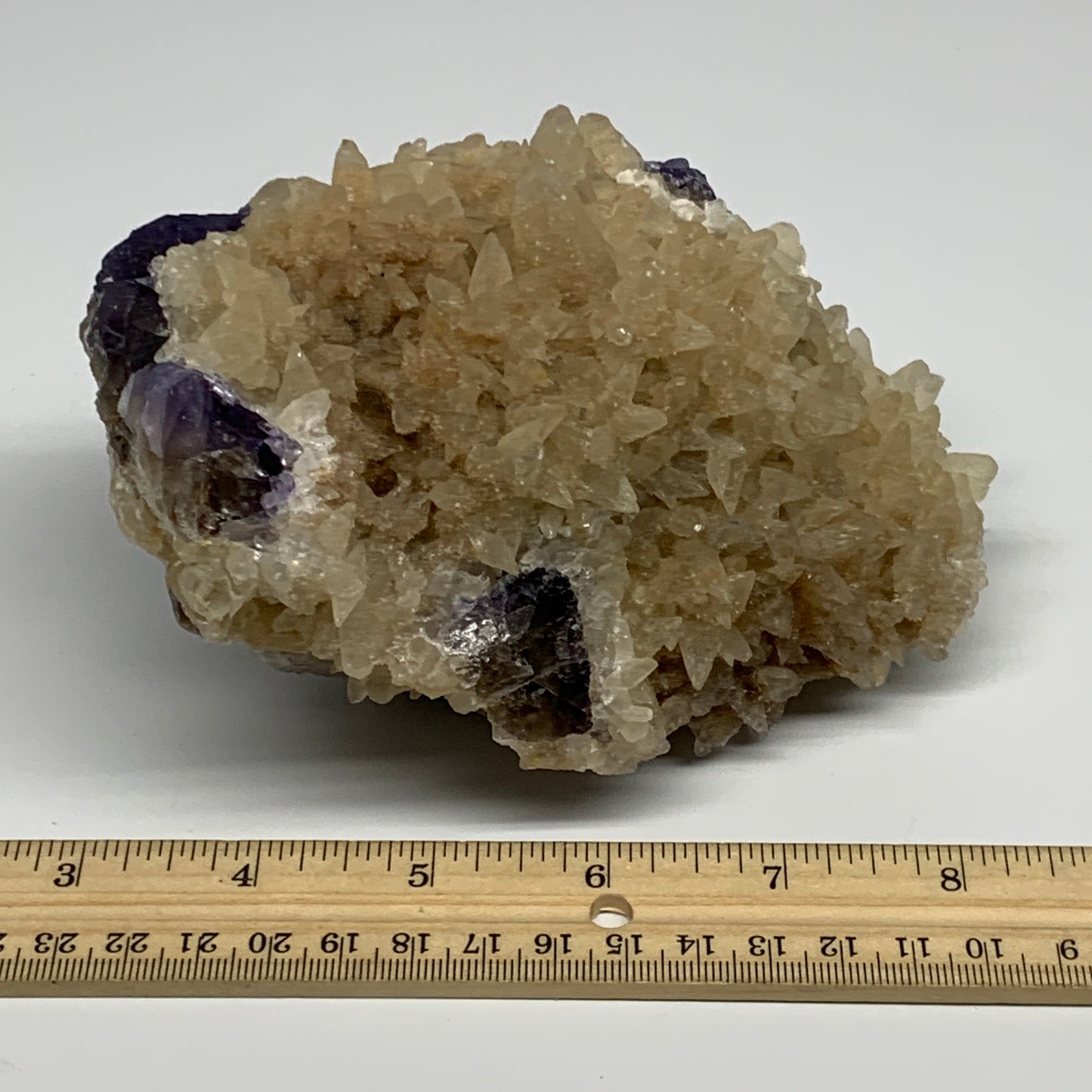 2.65 lbs, 5.5"x3.6"x3.1", Dog Tooth Calcite on Fluorite Crystal @Pakistan, B2733