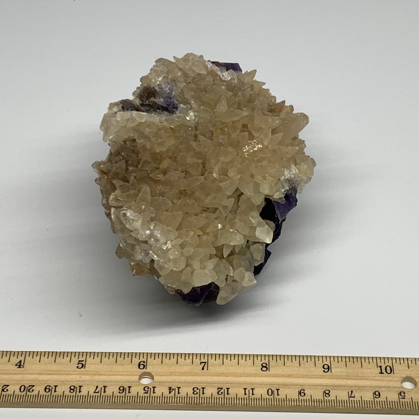 2.65 lbs, 5.5"x3.6"x3.1", Dog Tooth Calcite on Fluorite Crystal @Pakistan, B2733