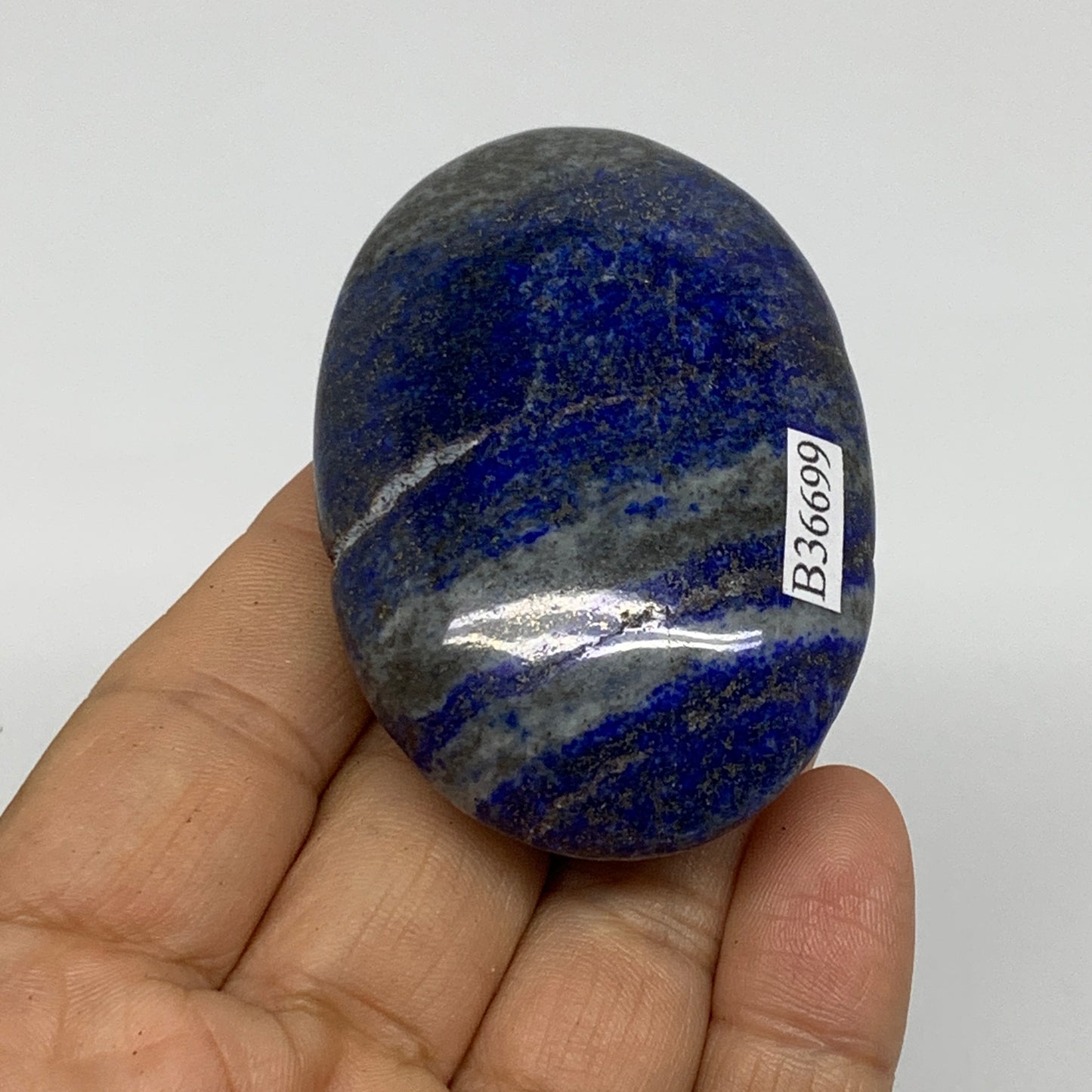 100g, 2.5"x1.7"x0.8", Natural Lapis Lazuli Palm Stone @Afghanistan, B36699