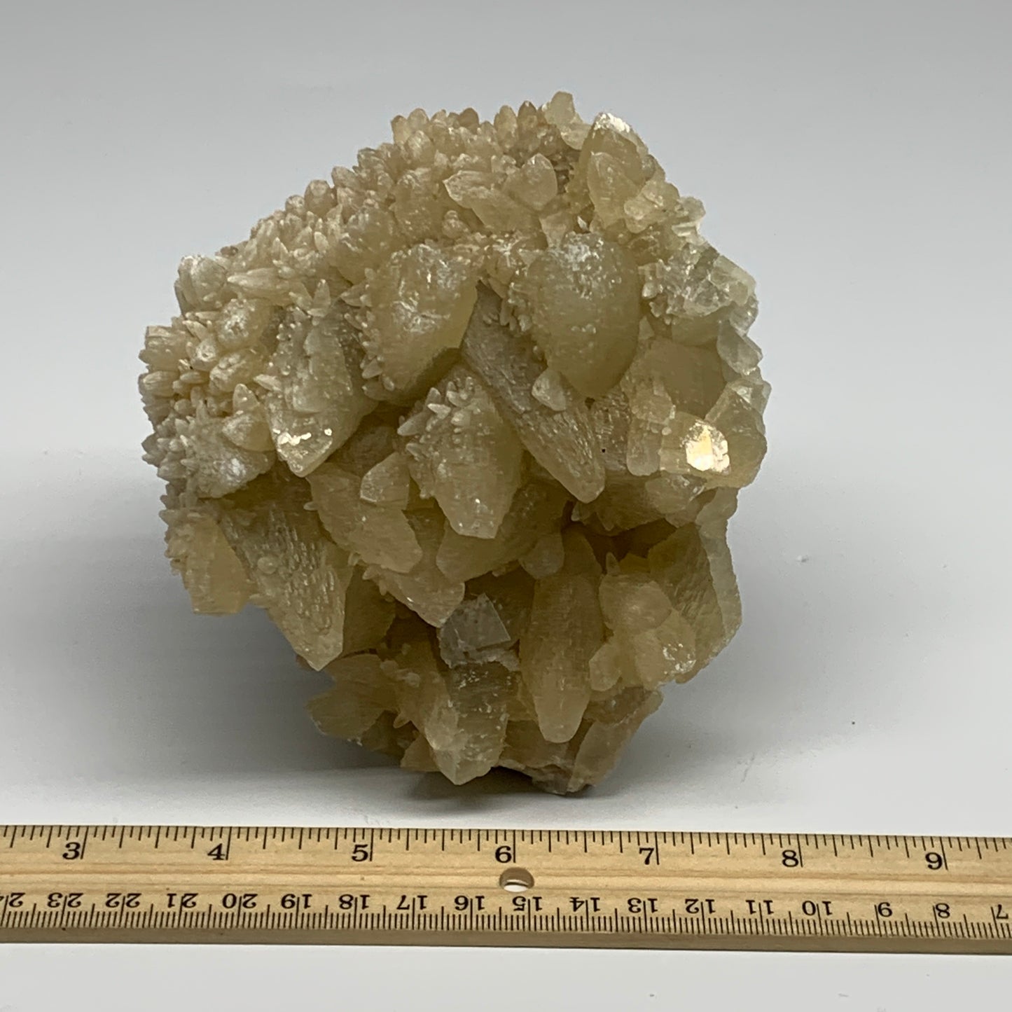 2.34 lbs, 4.9"x4.4"x3", Dog Tooth Calcite on Fluorite Crystal @Pakistan, B27331