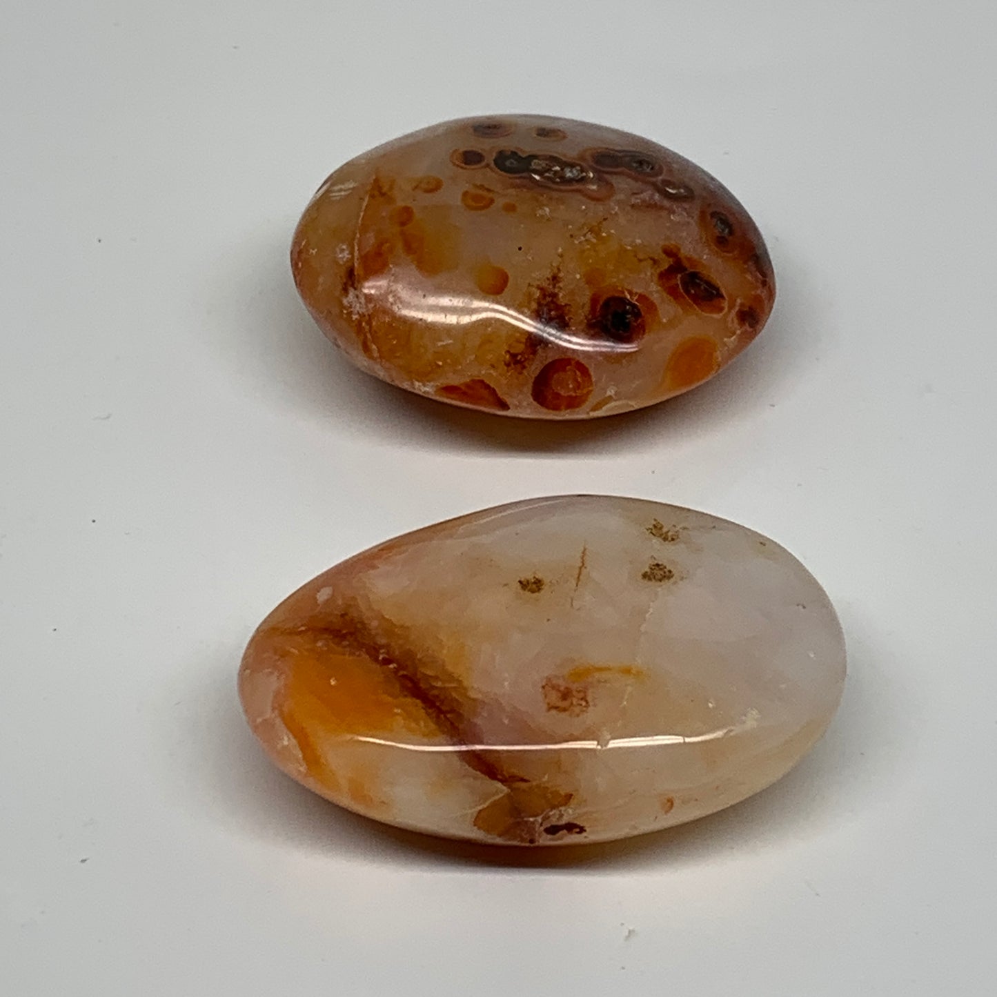 190g, 2.3"-2.5", 2pcs, Red Carnelian Palm-Stone Gem Crystal Polished, B37607