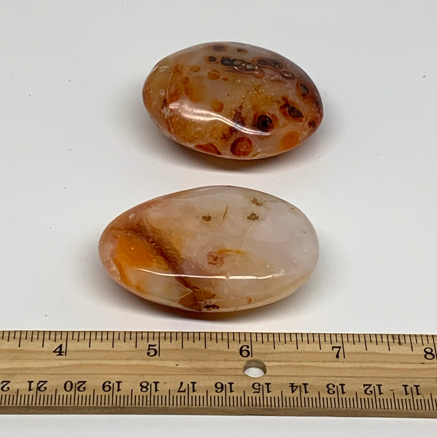190g, 2.3"-2.5", 2pcs, Red Carnelian Palm-Stone Gem Crystal Polished, B37607