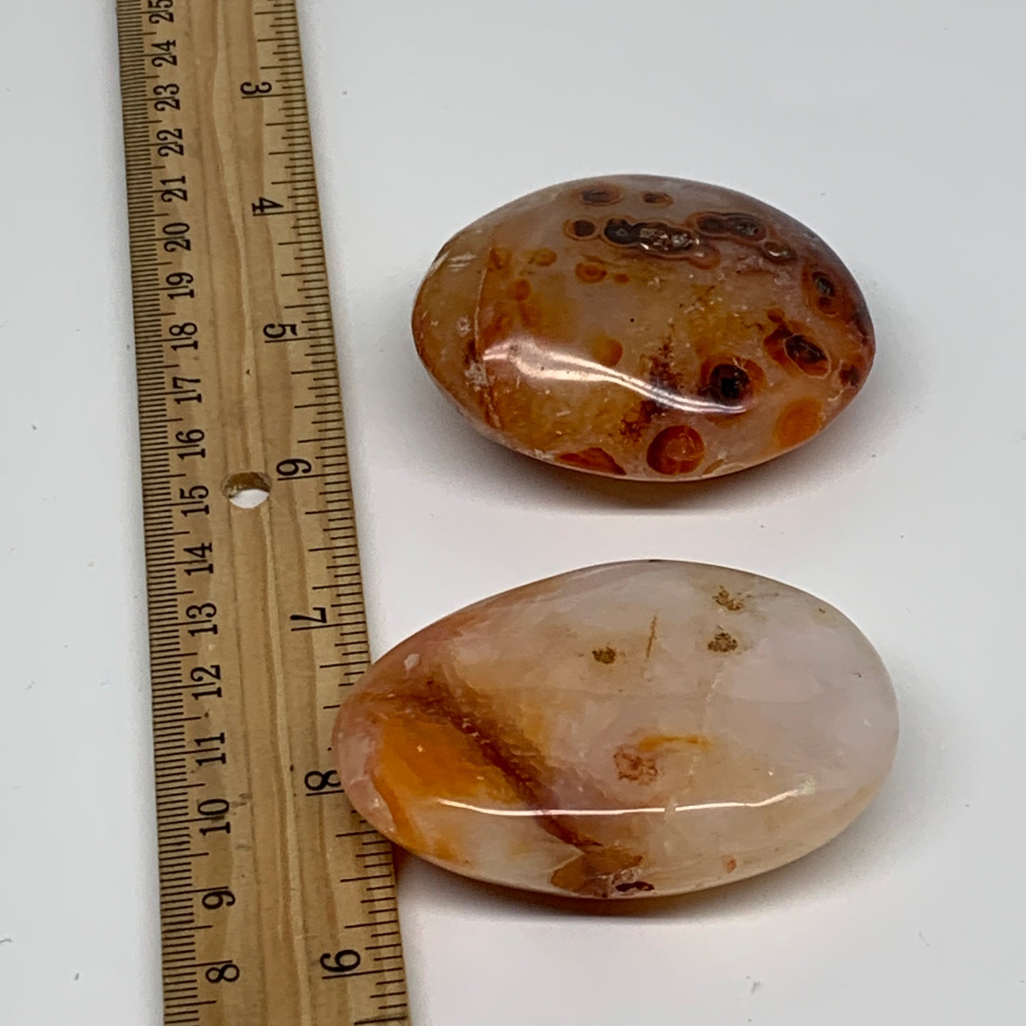 190g, 2.3"-2.5", 2pcs, Red Carnelian Palm-Stone Gem Crystal Polished, B37607