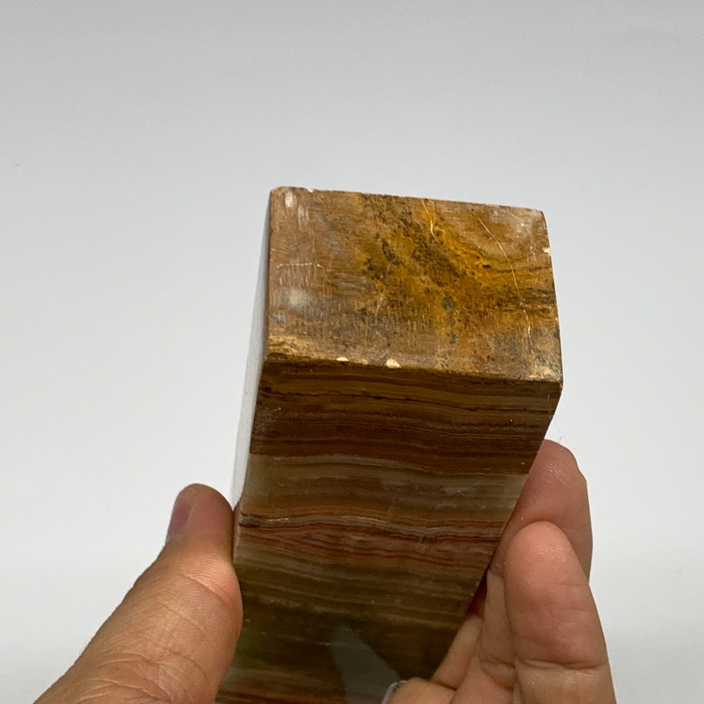 0.84 lbs, 4.9"x1.7"x1.3", Green Onyx Point Tower Obelisk Crystal @Afghanistan, B