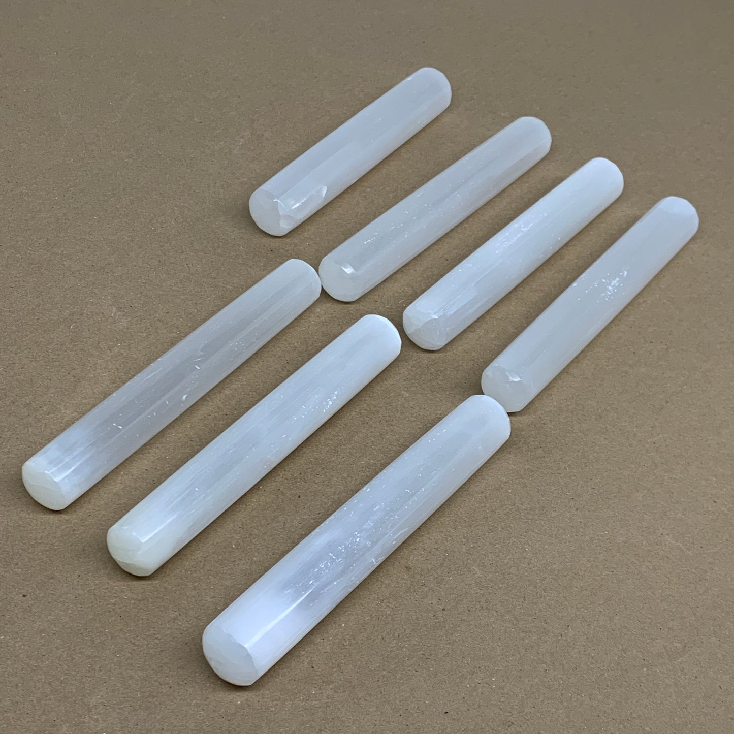 1pcs, 5.3"-6"x23-25mm, Selenite Crystal Wand Point Power White Selenite, B35982