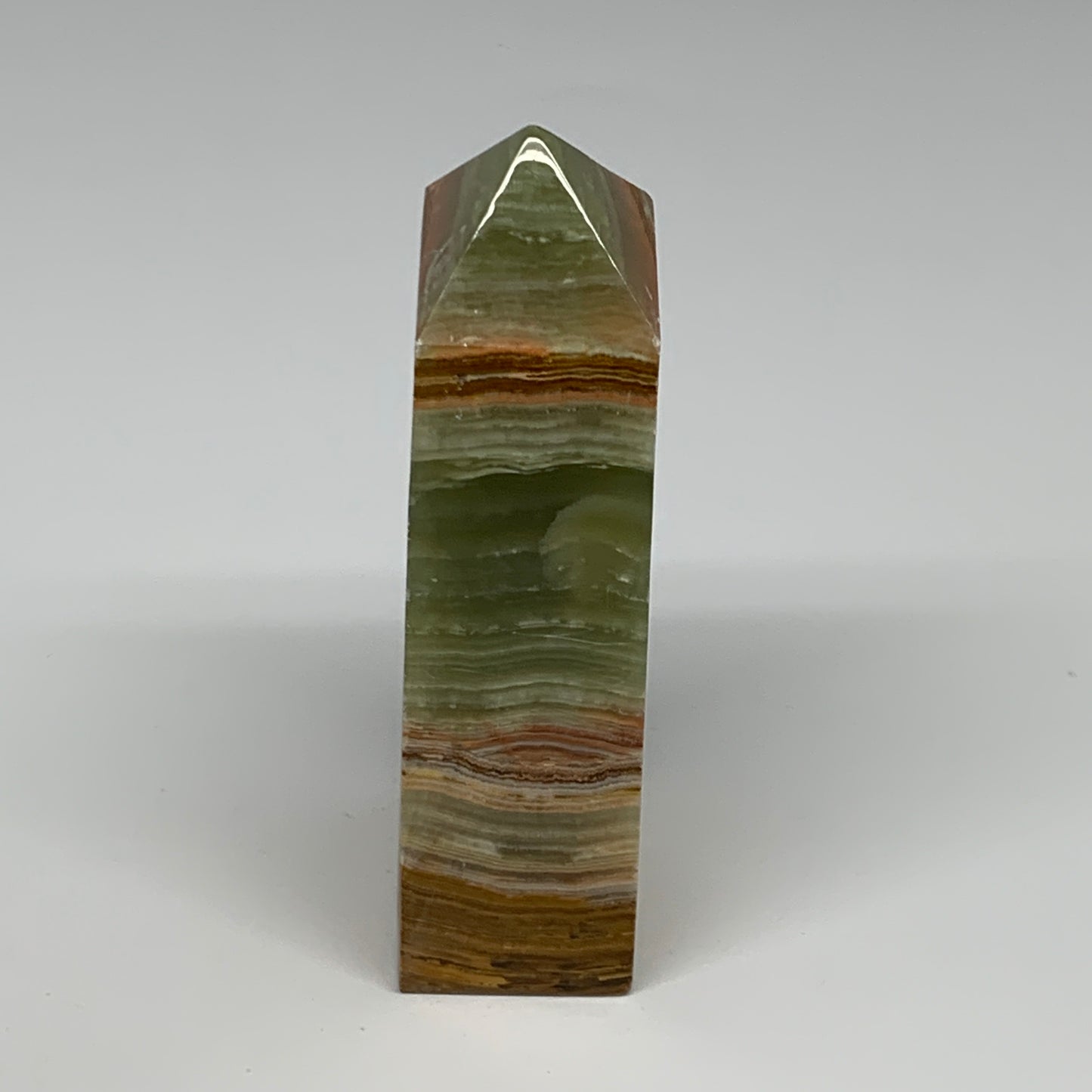 0.84 lbs, 4.9"x1.7"x1.3", Green Onyx Point Tower Obelisk Crystal @Afghanistan, B