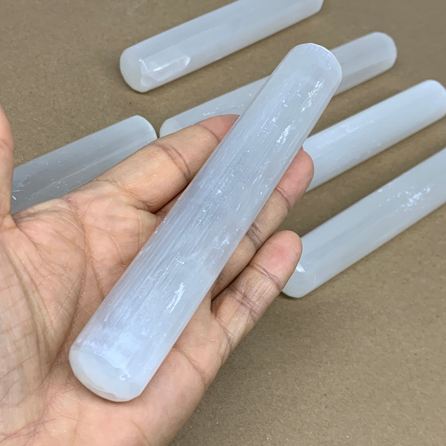 1pcs, 5.3"-6"x23-25mm, Selenite Crystal Wand Point Power White Selenite, B35982