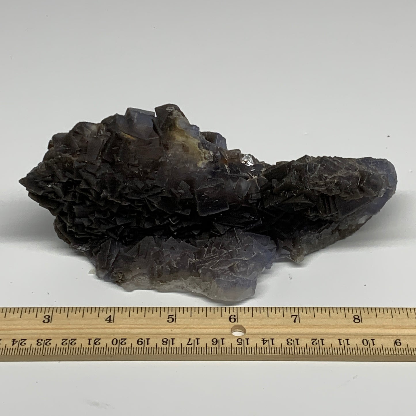1.3 lbs, 6.25"x2.4"x2.5", Purple Fluorite Crystal Mineral Specimens @Pakistan, B