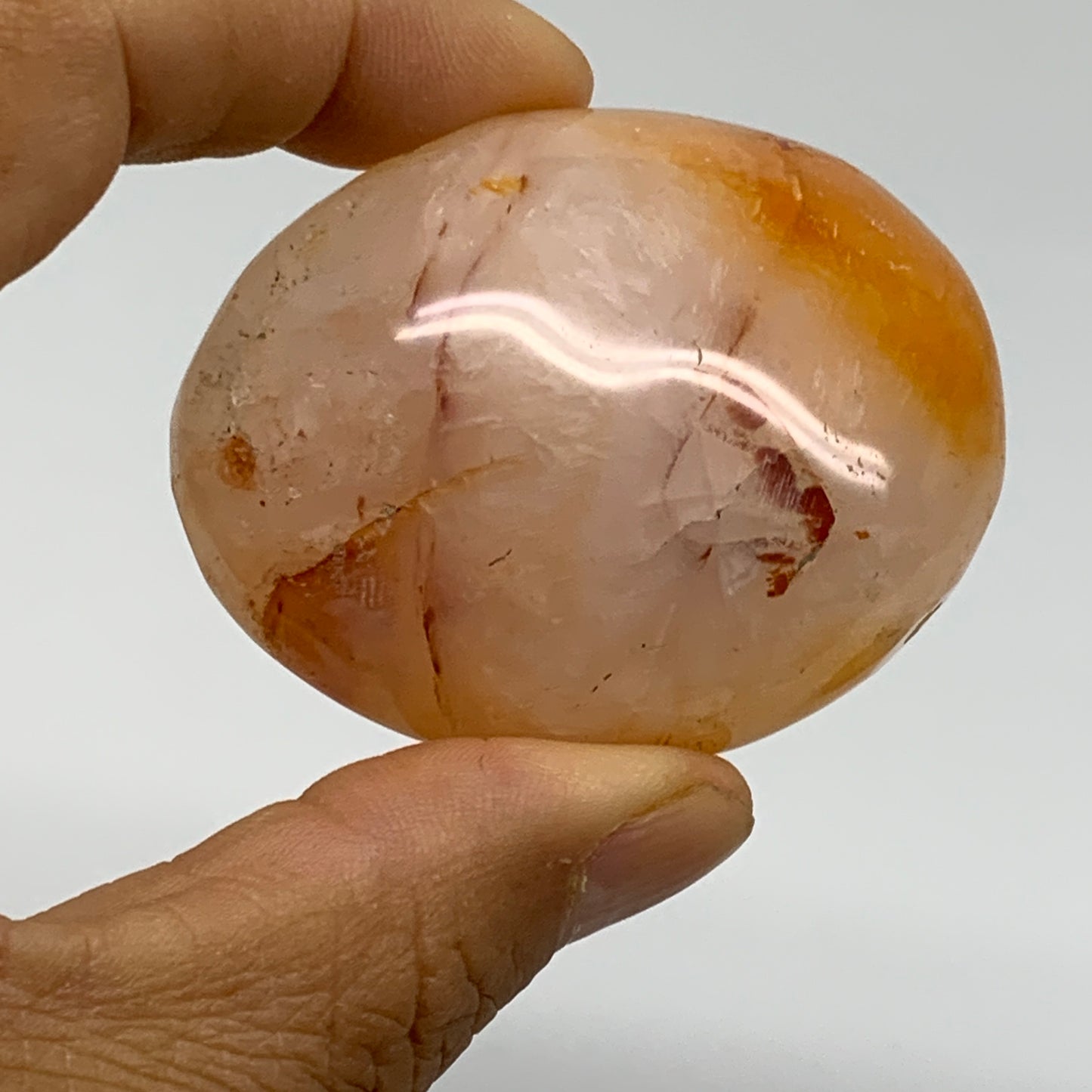 189.9g, 2.1"-2.1", 2pcs, Red Carnelian Palm-Stone Gem Crystal Polished, B37608