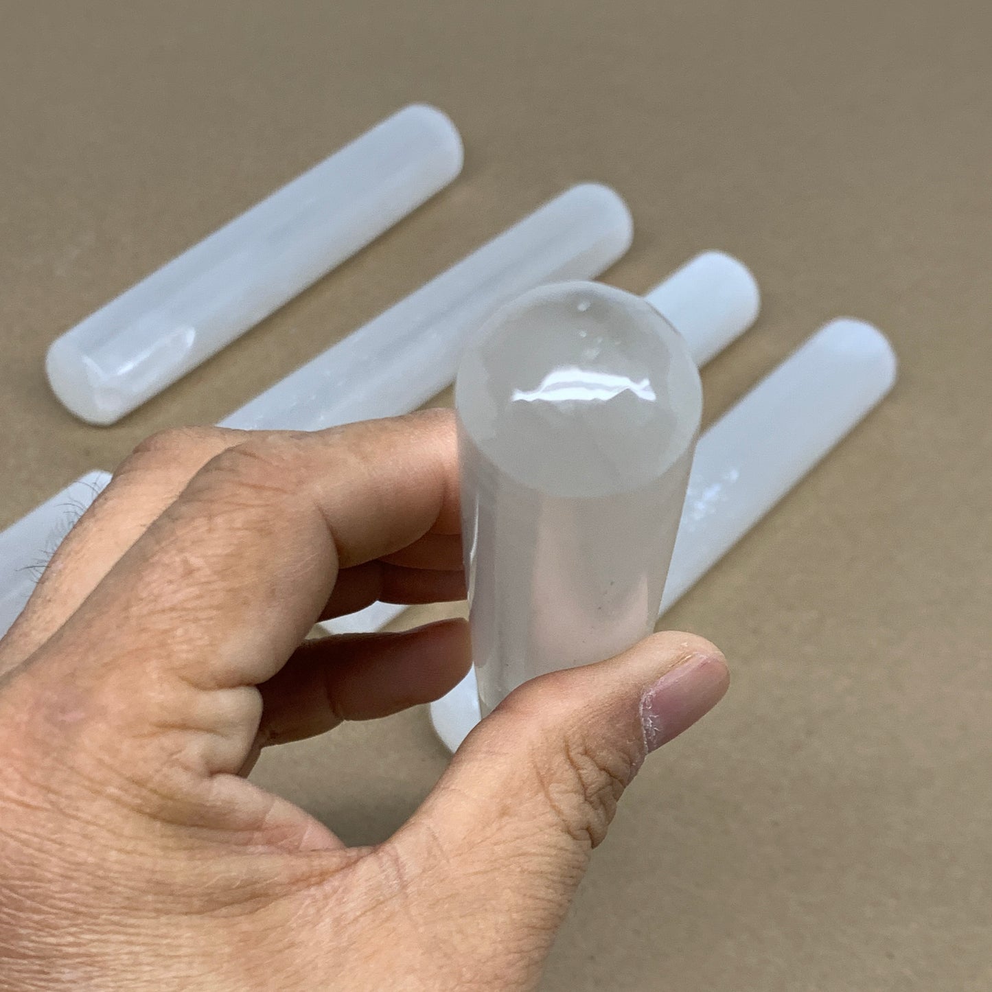 1pcs, 5.3"-6"x23-25mm, Selenite Crystal Wand Point Power White Selenite, B35982