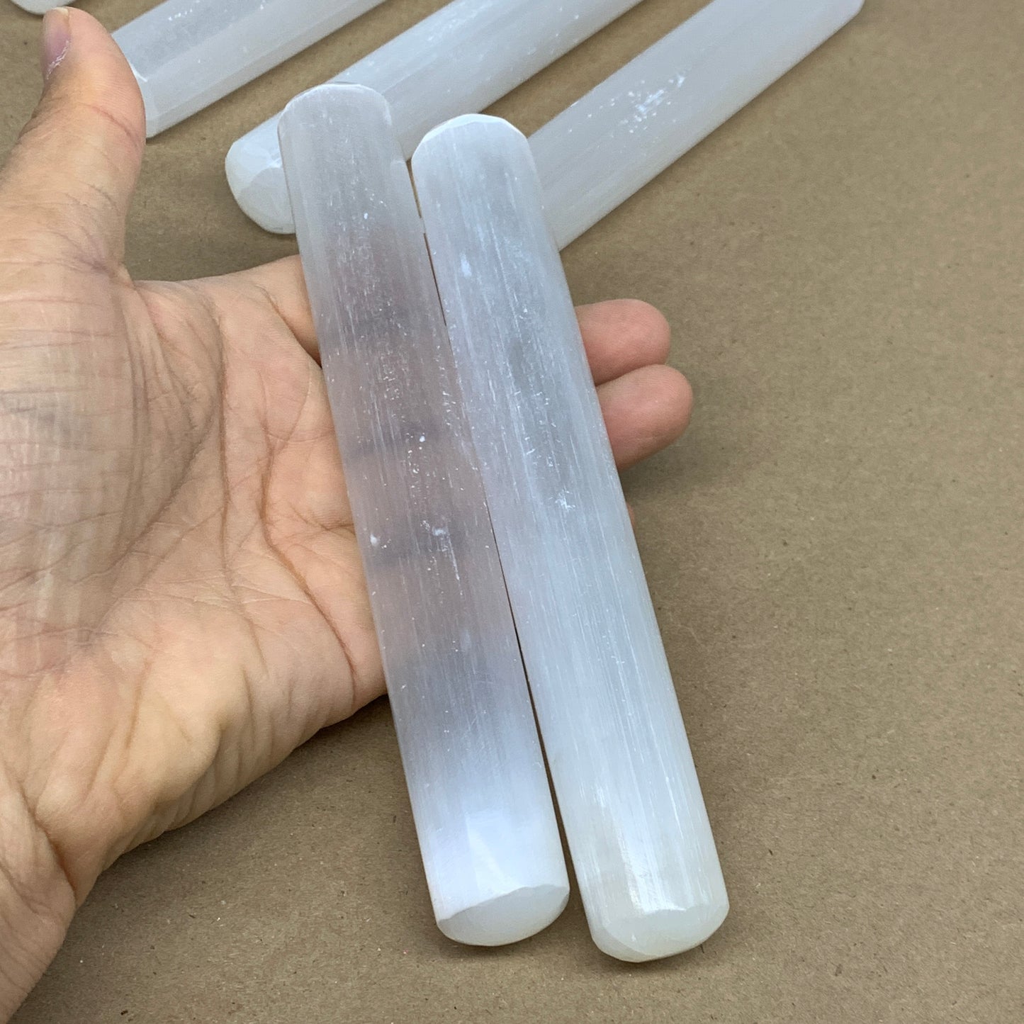 1pcs, 5.3"-6"x23-25mm, Selenite Crystal Wand Point Power White Selenite, B35982