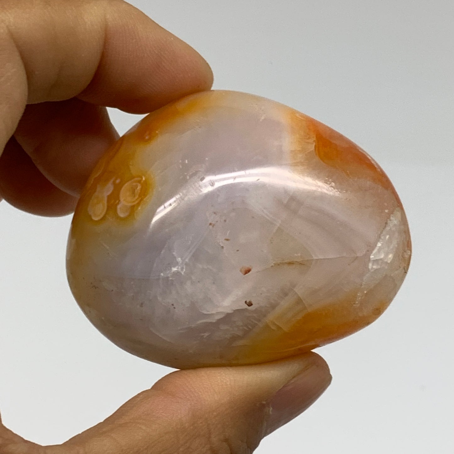 189.9g, 2.1"-2.1", 2pcs, Red Carnelian Palm-Stone Gem Crystal Polished, B37608