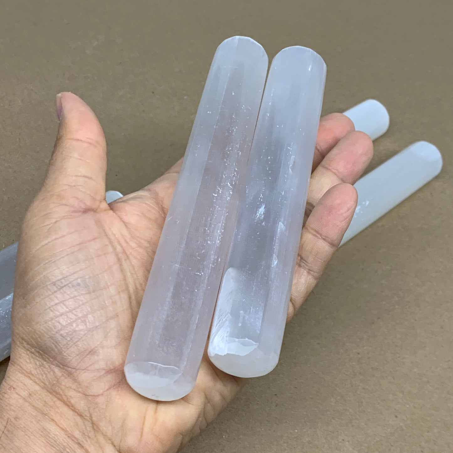 1pcs, 5.3"-6"x23-25mm, Selenite Crystal Wand Point Power White Selenite, B35982