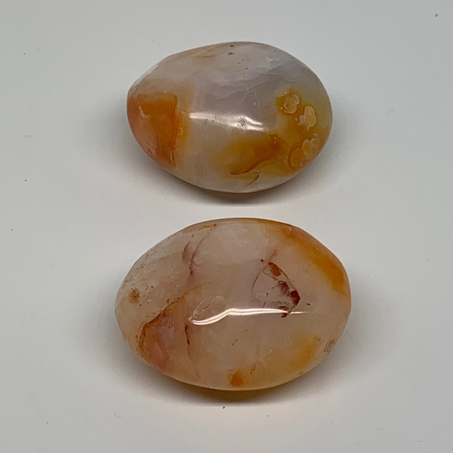 189.9g, 2.1"-2.1", 2pcs, Red Carnelian Palm-Stone Gem Crystal Polished, B37608