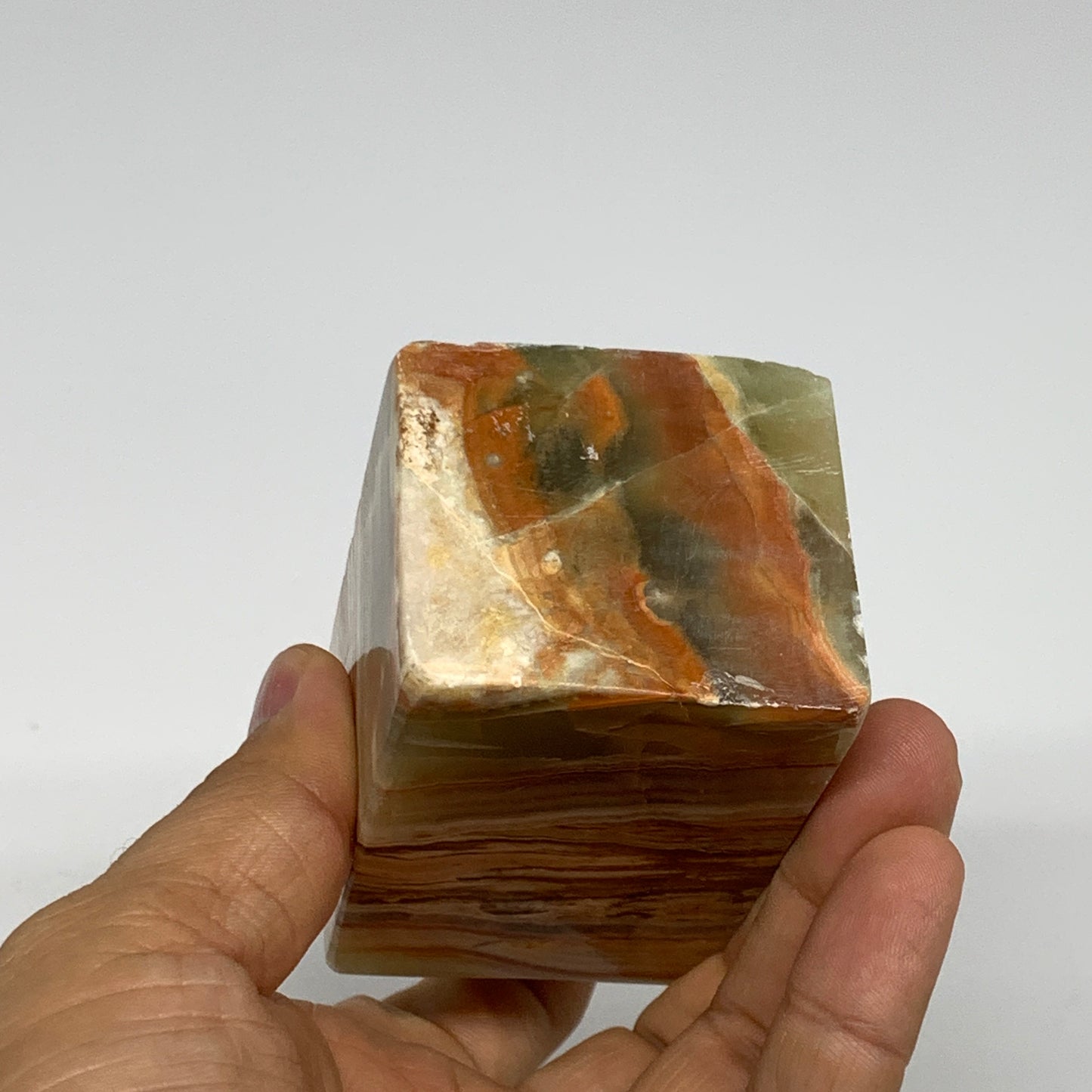 0.84 lbs, 3.6"x1.8"x1.7", Green Onyx Point Tower Obelisk Crystal @Afghanistan, B