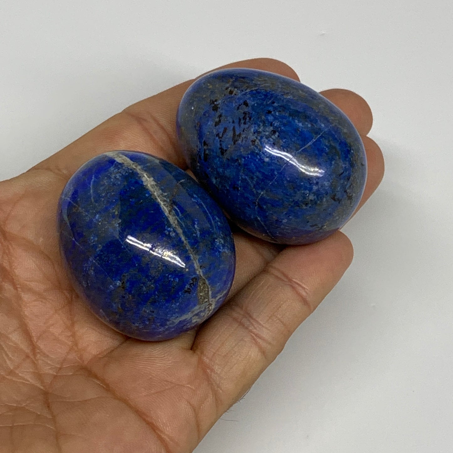 167.8g, 1.6"-1.8", 2pcs, Natural Lapis Lazuli Egg Polished @Afghanistan, B30400