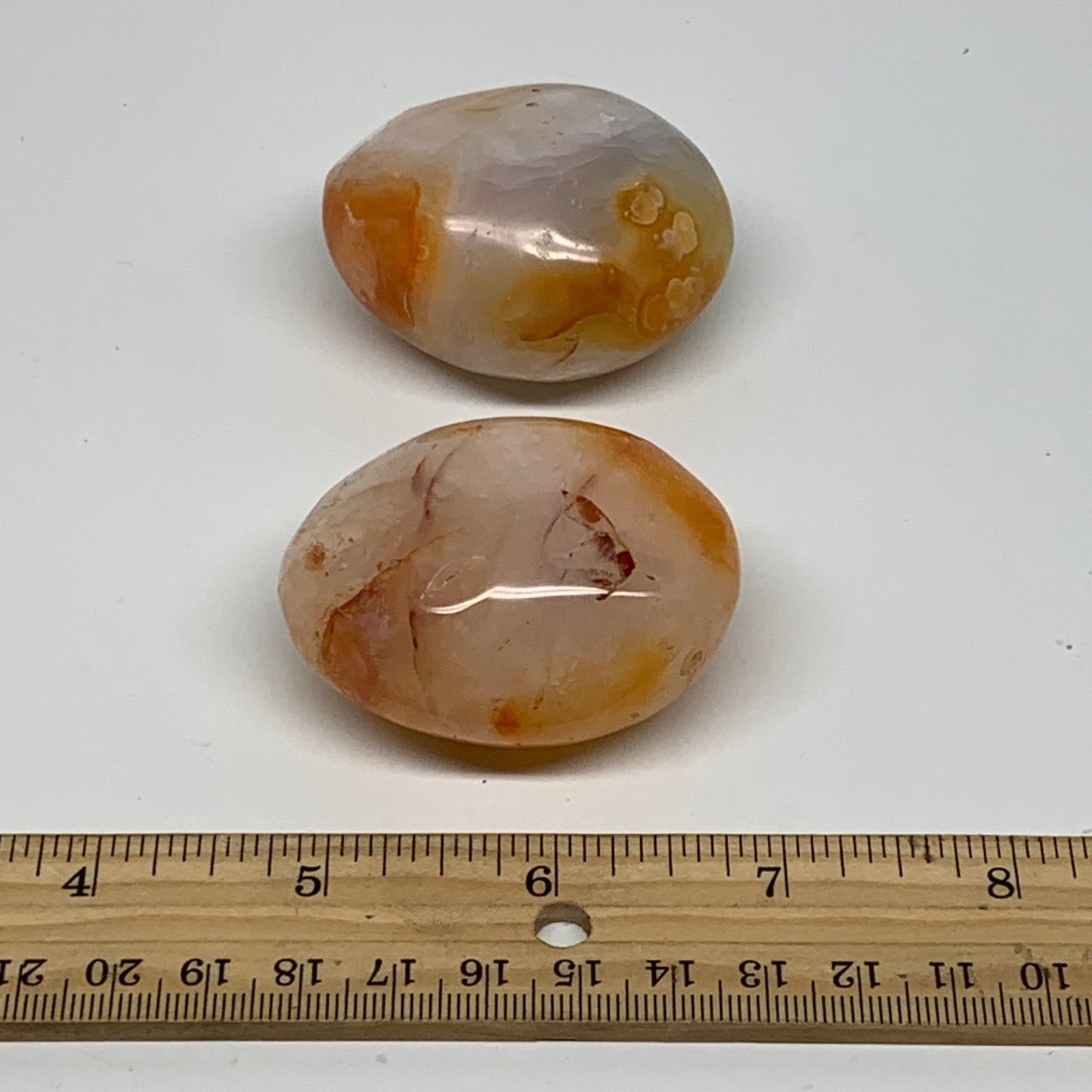 189.9g, 2.1"-2.1", 2pcs, Red Carnelian Palm-Stone Gem Crystal Polished, B37608