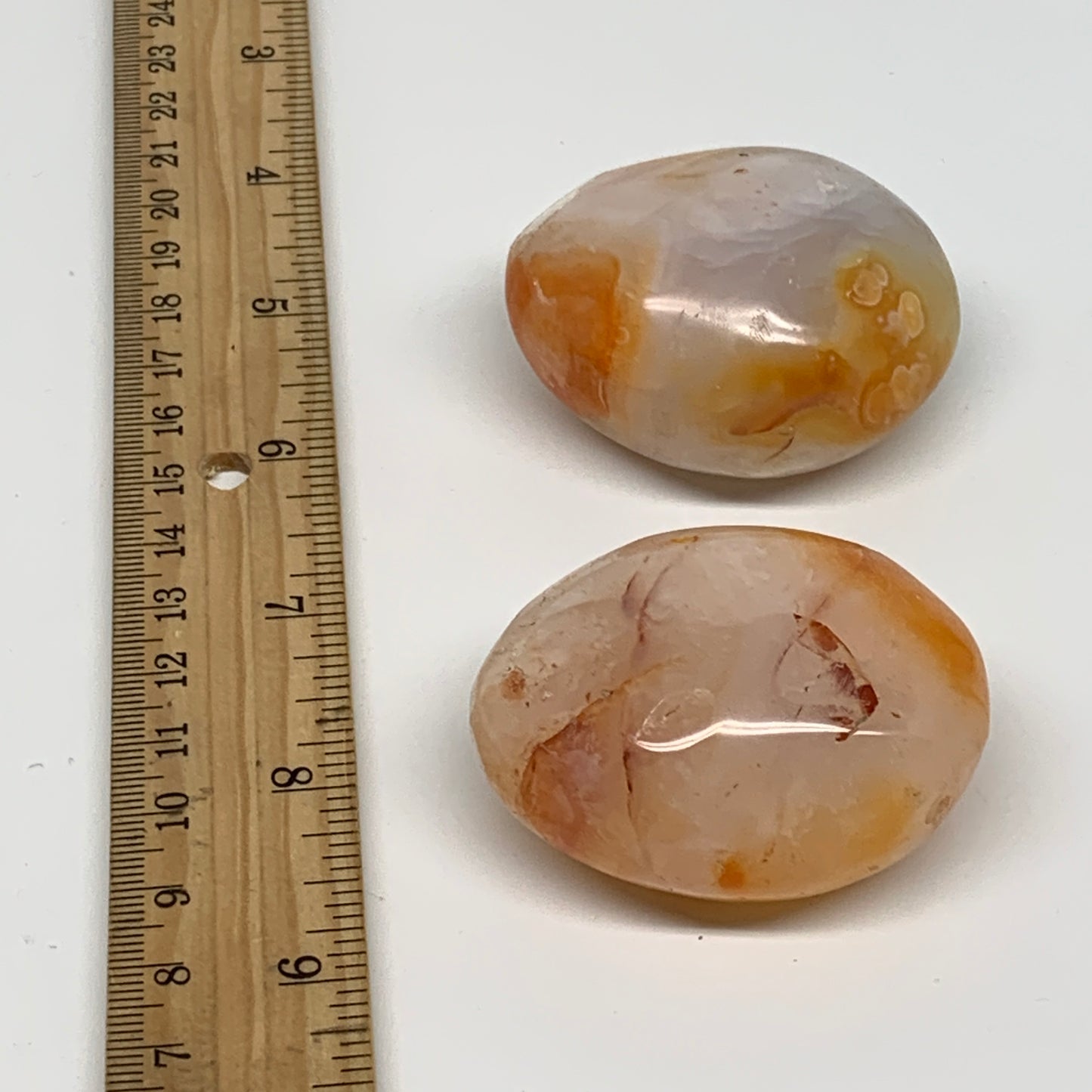 189.9g, 2.1"-2.1", 2pcs, Red Carnelian Palm-Stone Gem Crystal Polished, B37608
