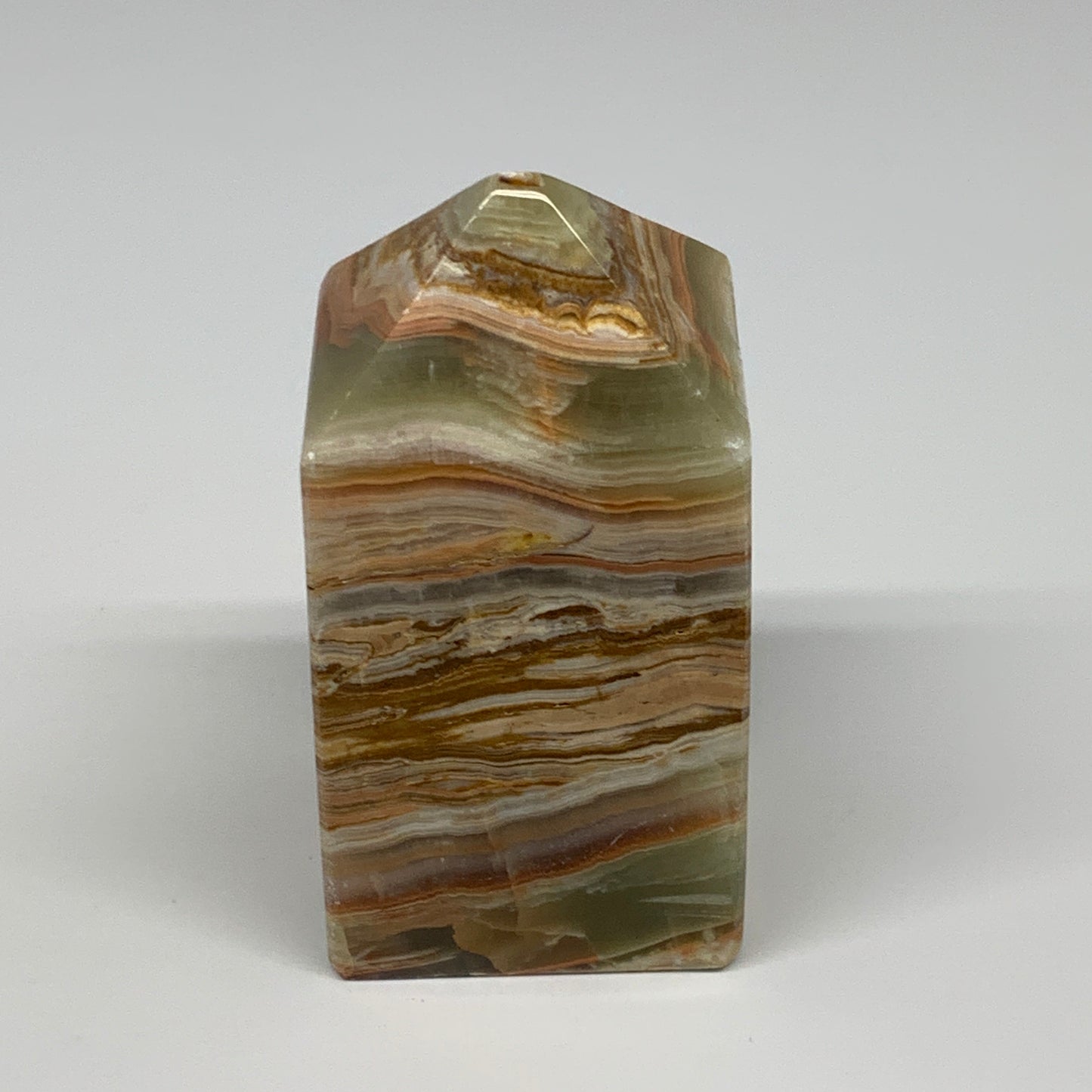 0.84 lbs, 3.6"x1.8"x1.7", Green Onyx Point Tower Obelisk Crystal @Afghanistan, B