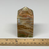 0.84 lbs, 3.6"x1.8"x1.7", Green Onyx Point Tower Obelisk Crystal @Afghanistan, B