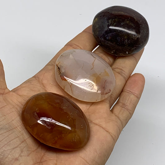 186.1g, 1.8"-2", 3pcs, Red Carnelian Palm-Stone Gem Crystal Polished, B37609