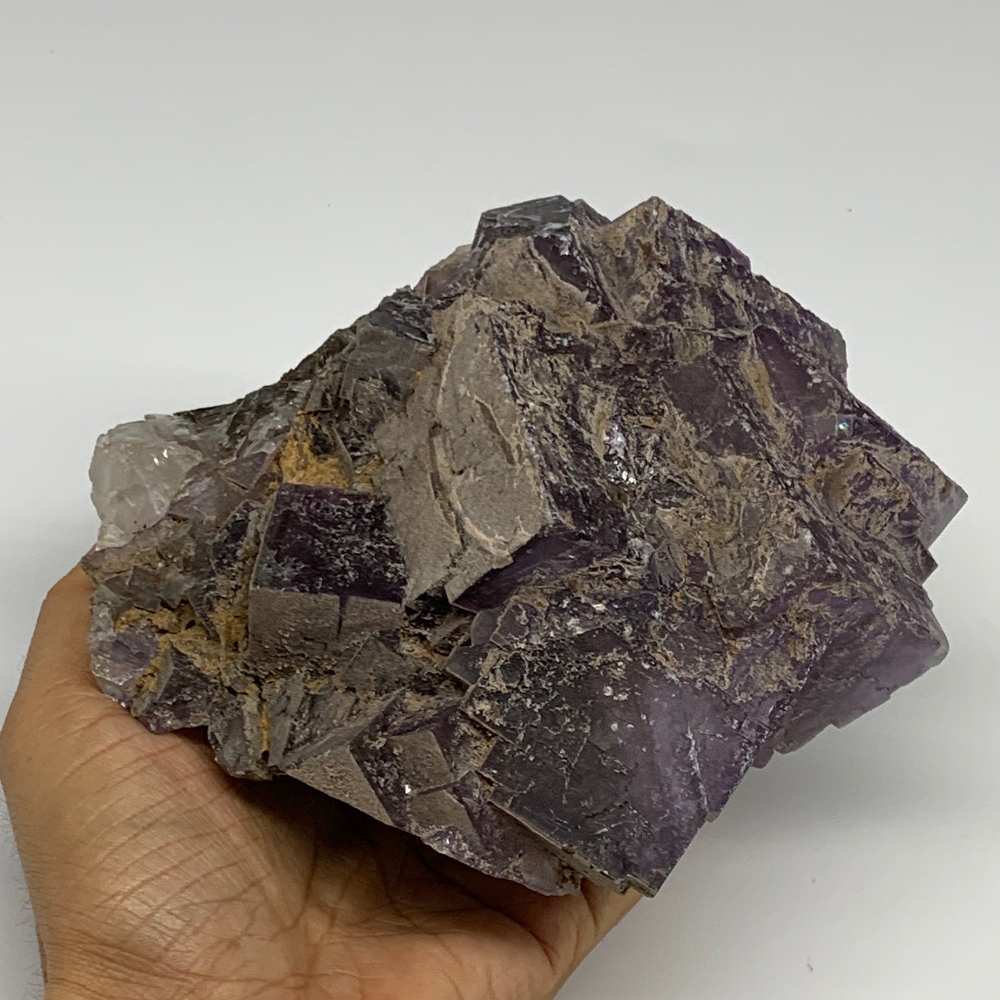 4.26 lbs, 6"x5.5"x3.2", Purple Fluorite Crystal Mineral Specimens @Pakistan, B27