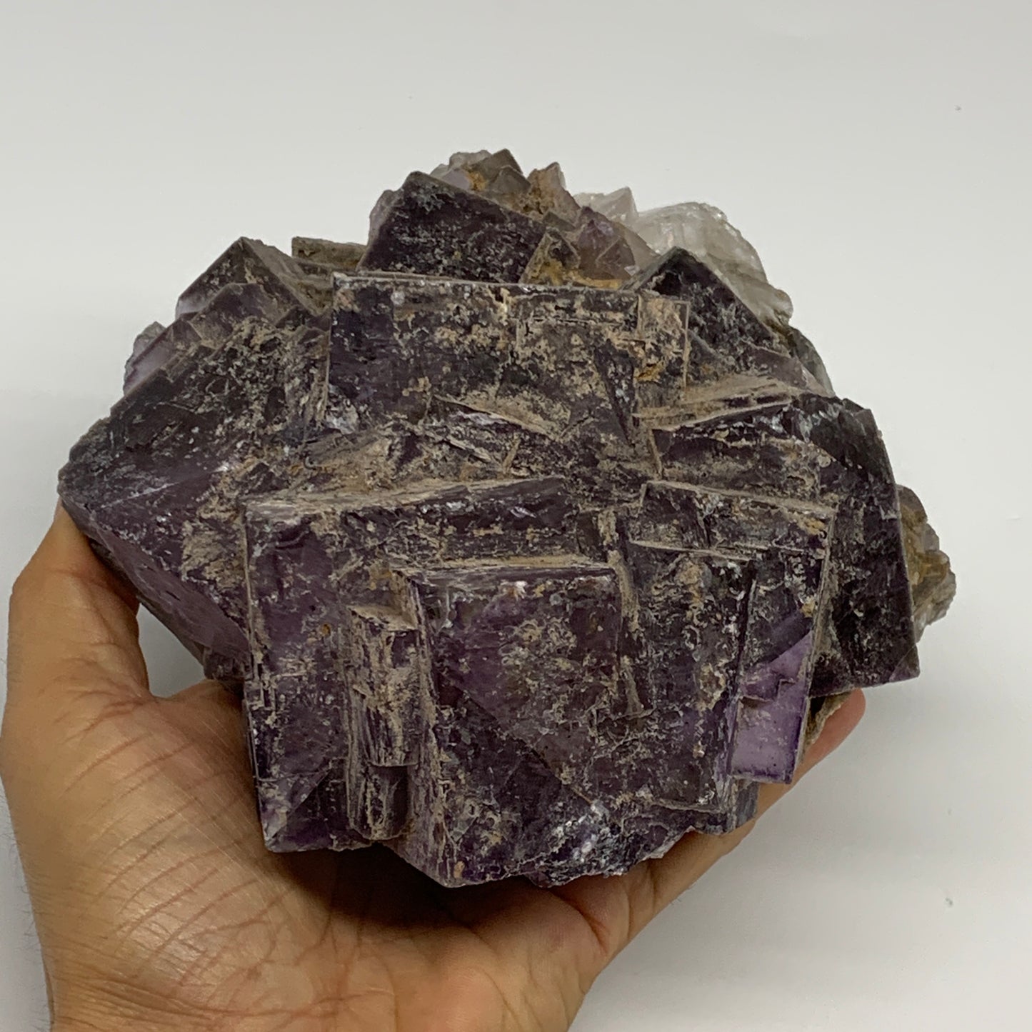 4.26 lbs, 6"x5.5"x3.2", Purple Fluorite Crystal Mineral Specimens @Pakistan, B27