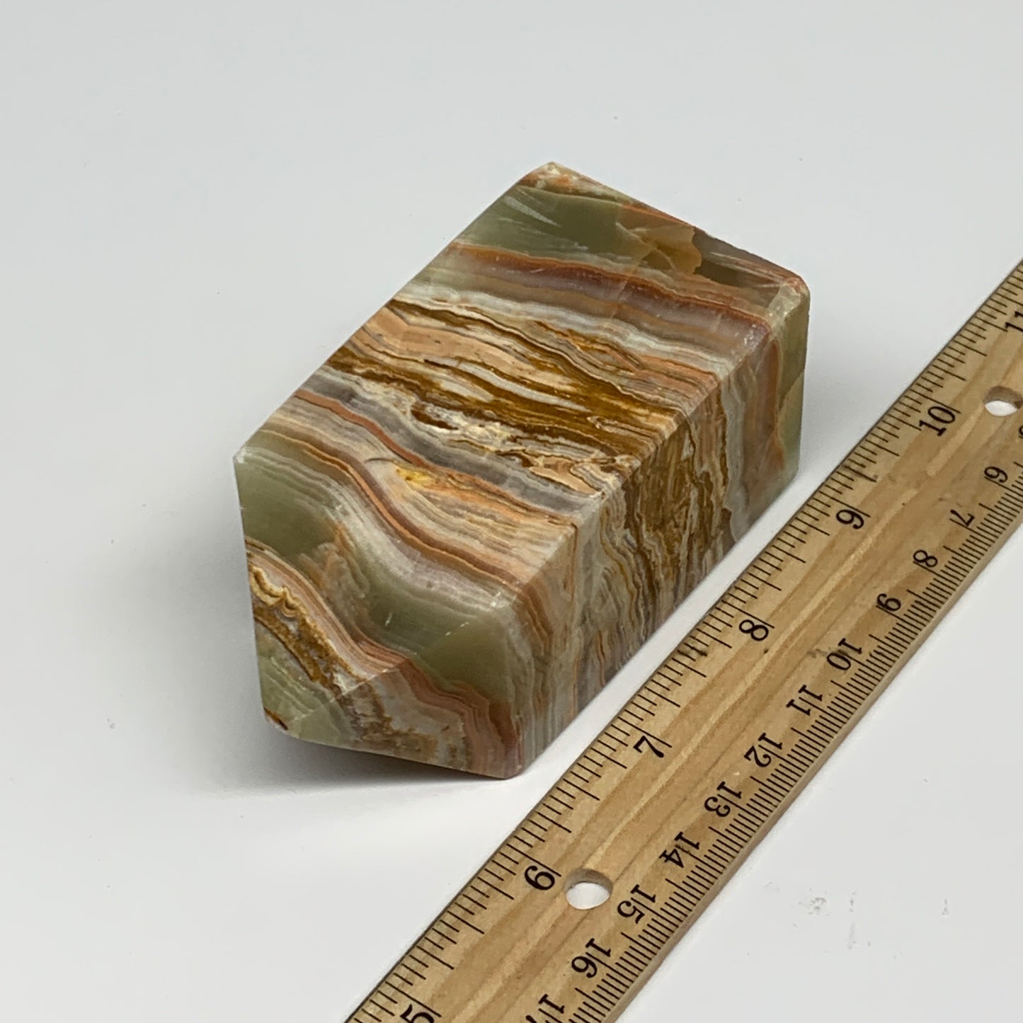 0.84 lbs, 3.6"x1.8"x1.7", Green Onyx Point Tower Obelisk Crystal @Afghanistan, B