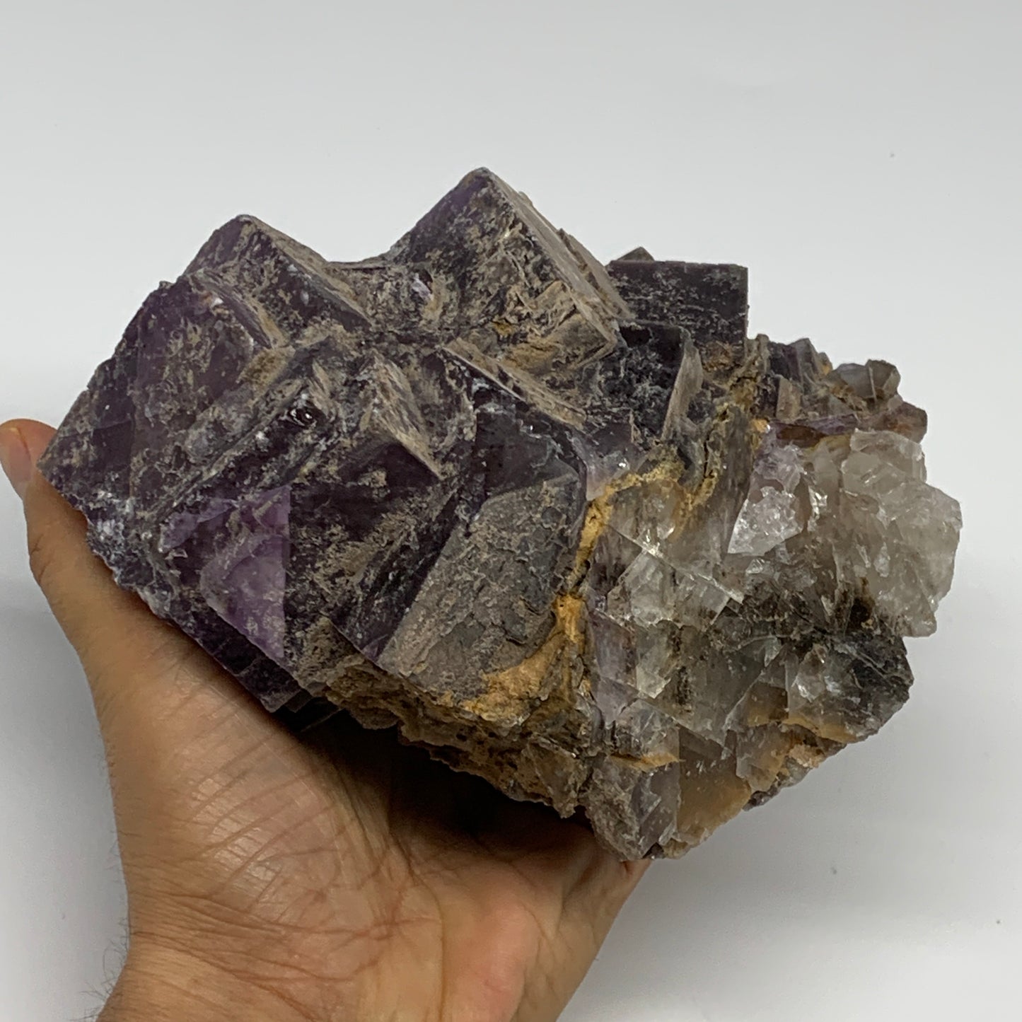 4.26 lbs, 6"x5.5"x3.2", Purple Fluorite Crystal Mineral Specimens @Pakistan, B27