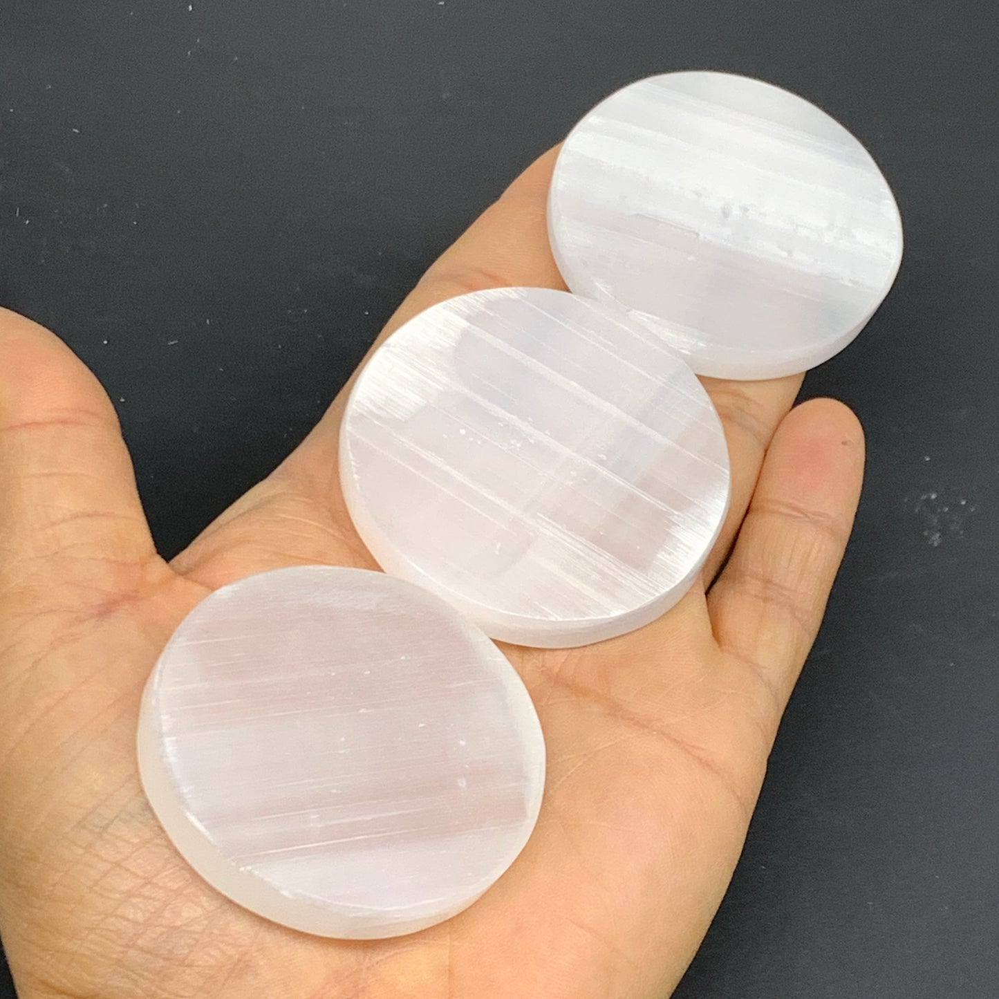 1pcs, 2"x0.4", 40g-50g, Selenite Crystal Round Disc Shape, B35983