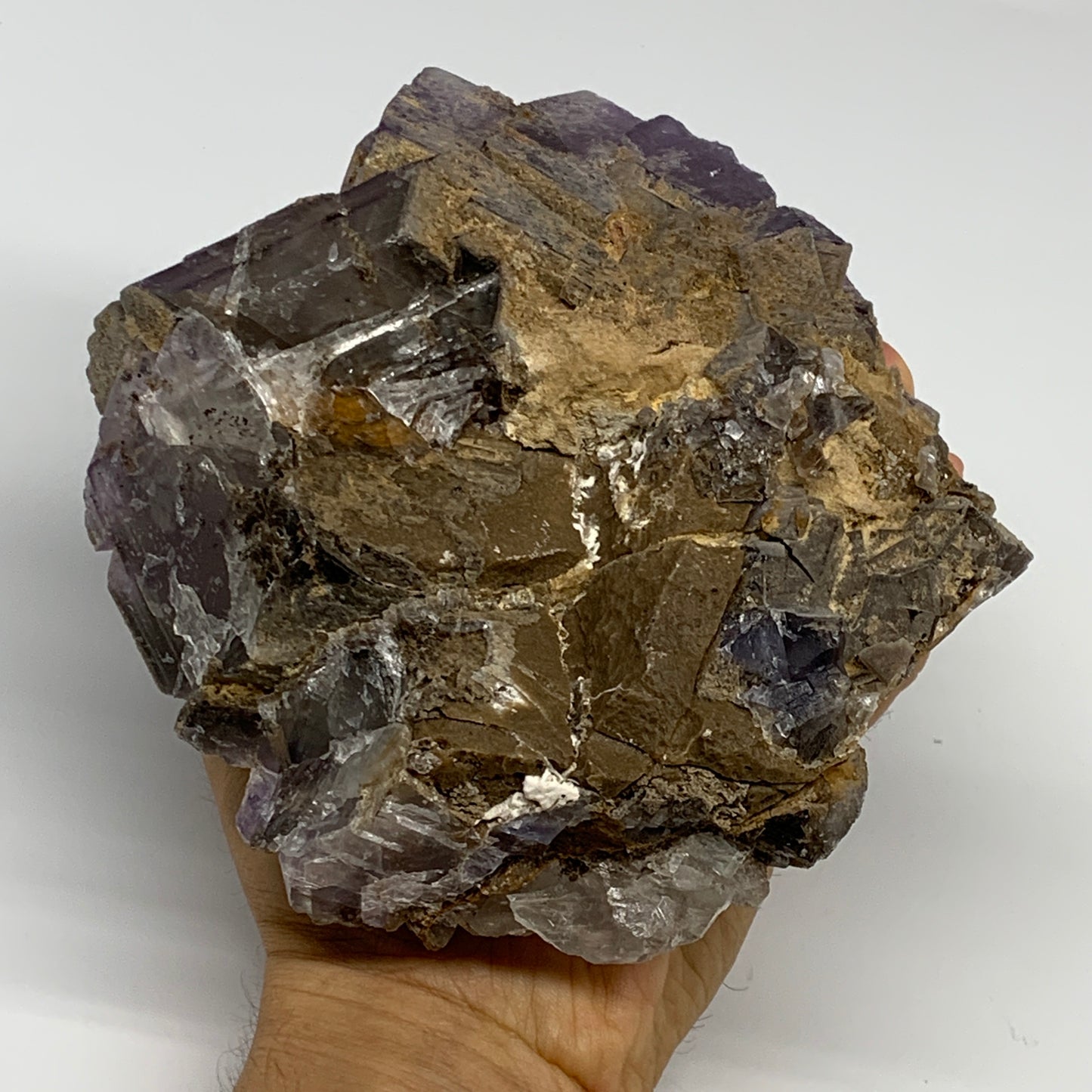4.26 lbs, 6"x5.5"x3.2", Purple Fluorite Crystal Mineral Specimens @Pakistan, B27