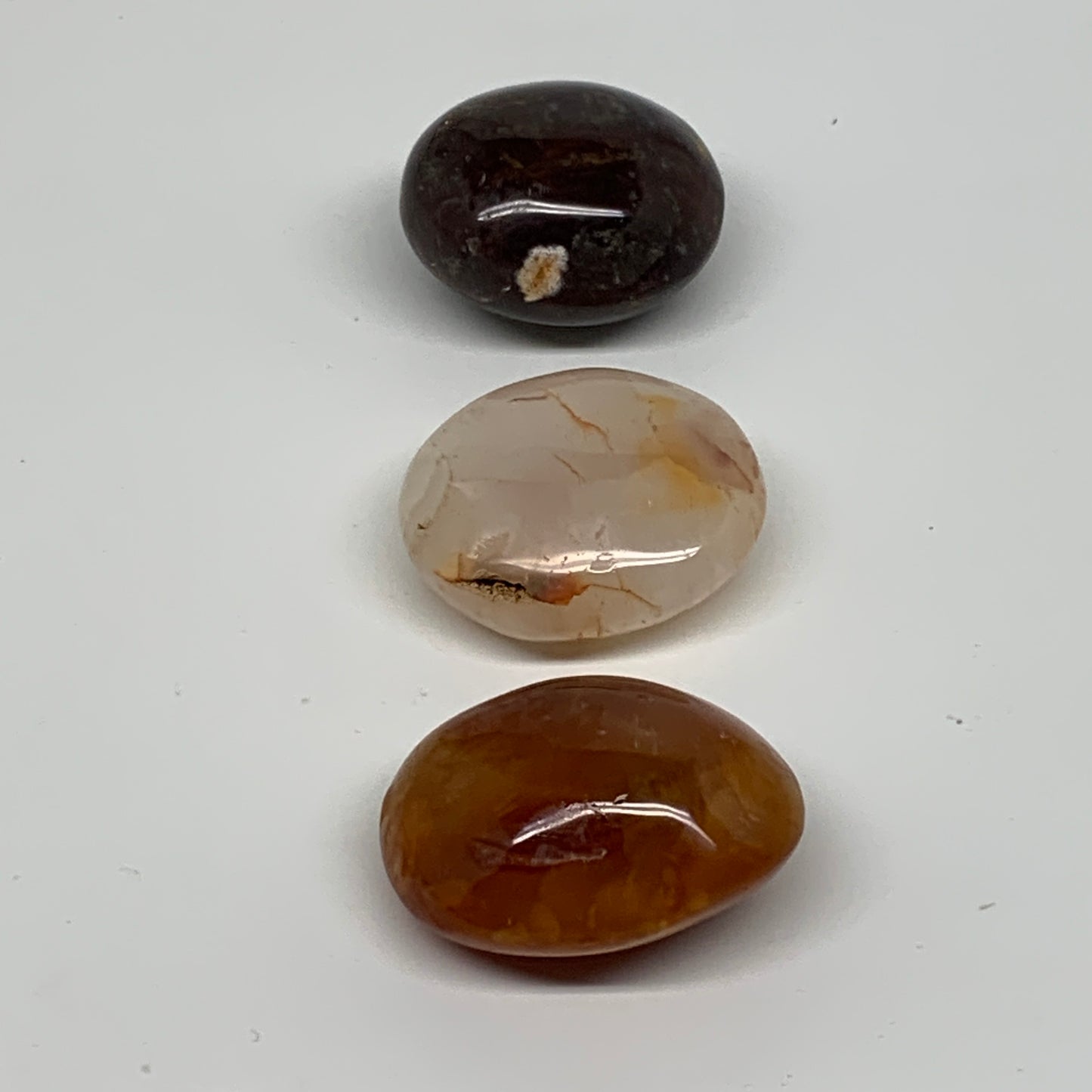 186.1g, 1.8"-2", 3pcs, Red Carnelian Palm-Stone Gem Crystal Polished, B37609