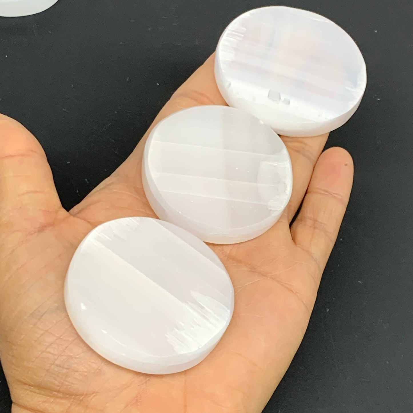 1pcs, 2"x0.4", 40g-50g, Selenite Crystal Round Disc Shape, B35983