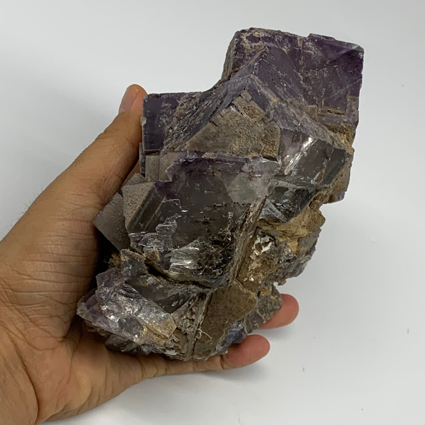 4.26 lbs, 6"x5.5"x3.2", Purple Fluorite Crystal Mineral Specimens @Pakistan, B27