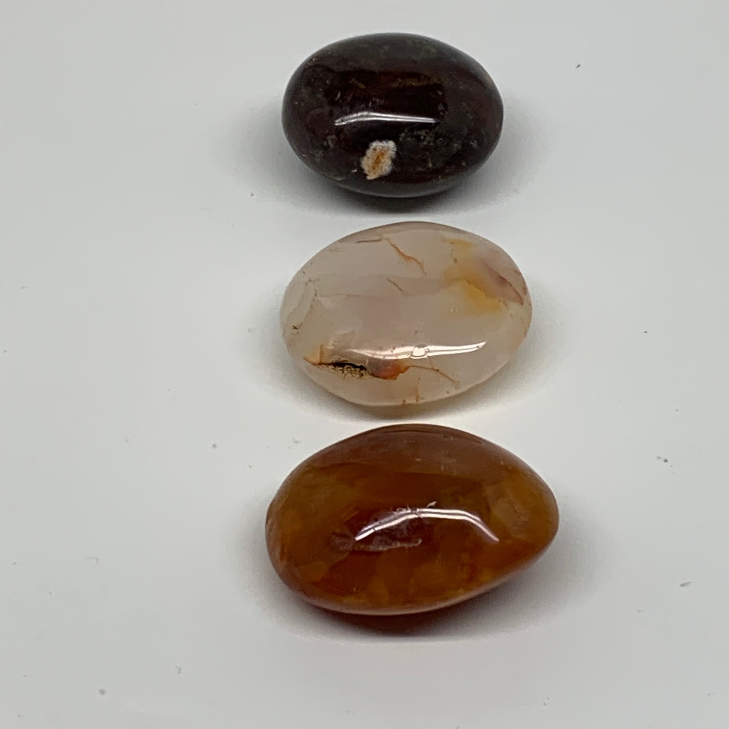 186.1g, 1.8"-2", 3pcs, Red Carnelian Palm-Stone Gem Crystal Polished, B37609