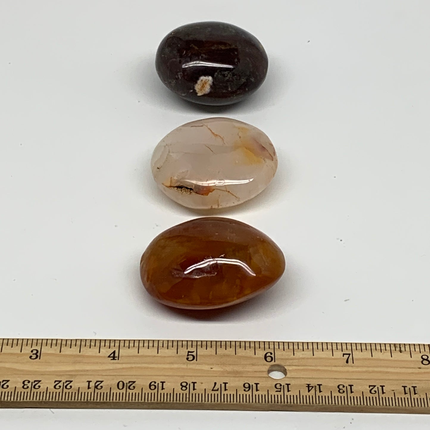 186.1g, 1.8"-2", 3pcs, Red Carnelian Palm-Stone Gem Crystal Polished, B37609