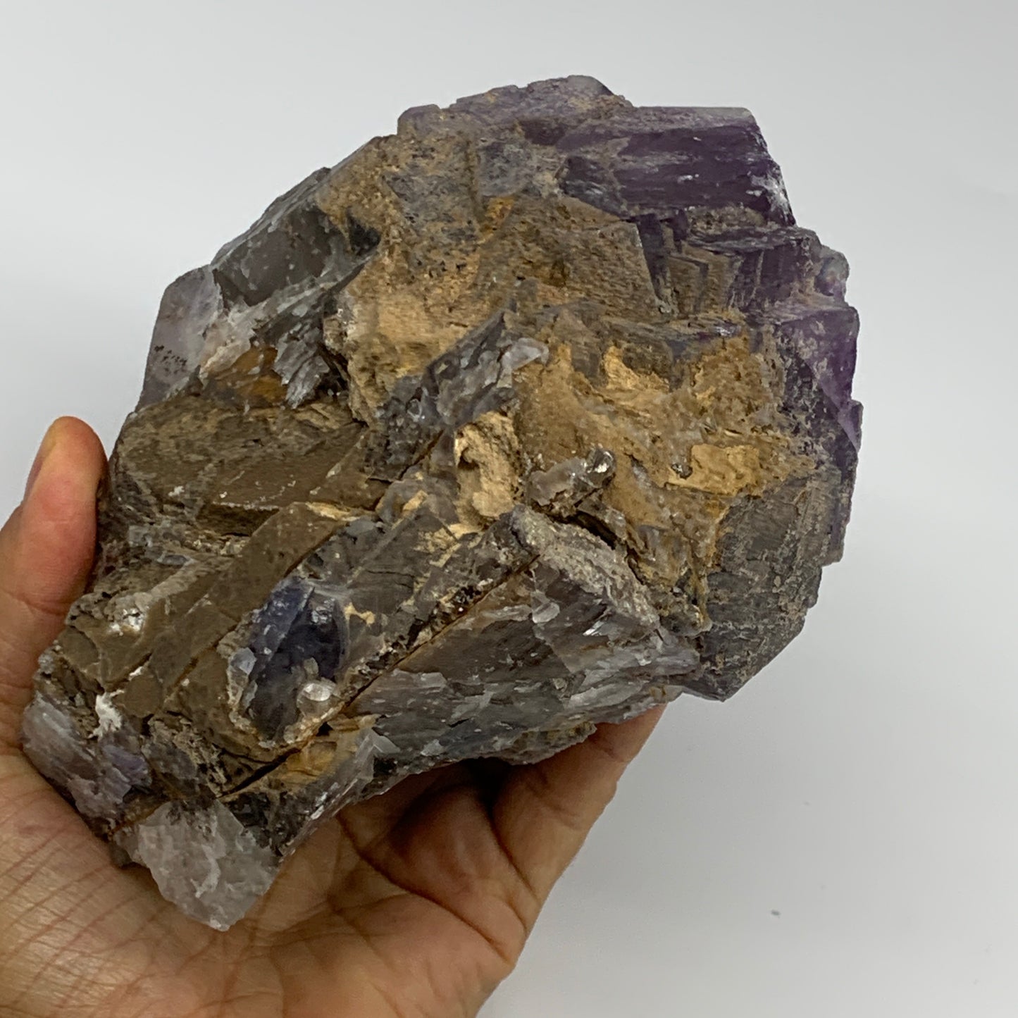 4.26 lbs, 6"x5.5"x3.2", Purple Fluorite Crystal Mineral Specimens @Pakistan, B27