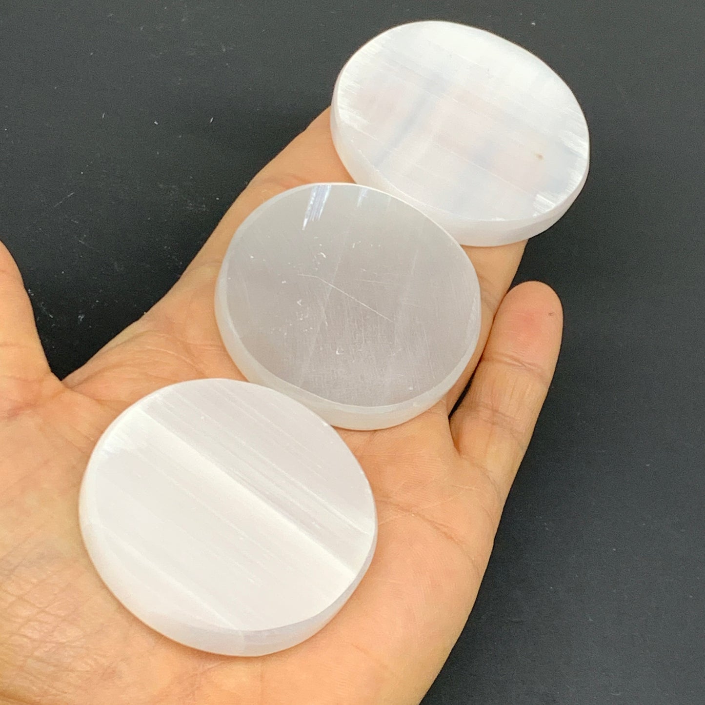 1pcs, 2"x0.4", 40g-50g, Selenite Crystal Round Disc Shape, B35983