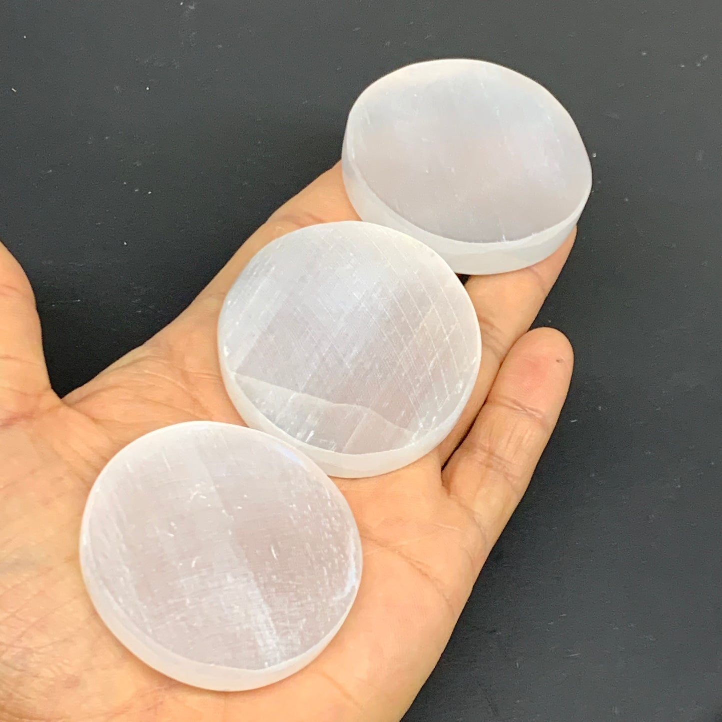 1pcs, 2"x0.4", 40g-50g, Selenite Crystal Round Disc Shape, B35983