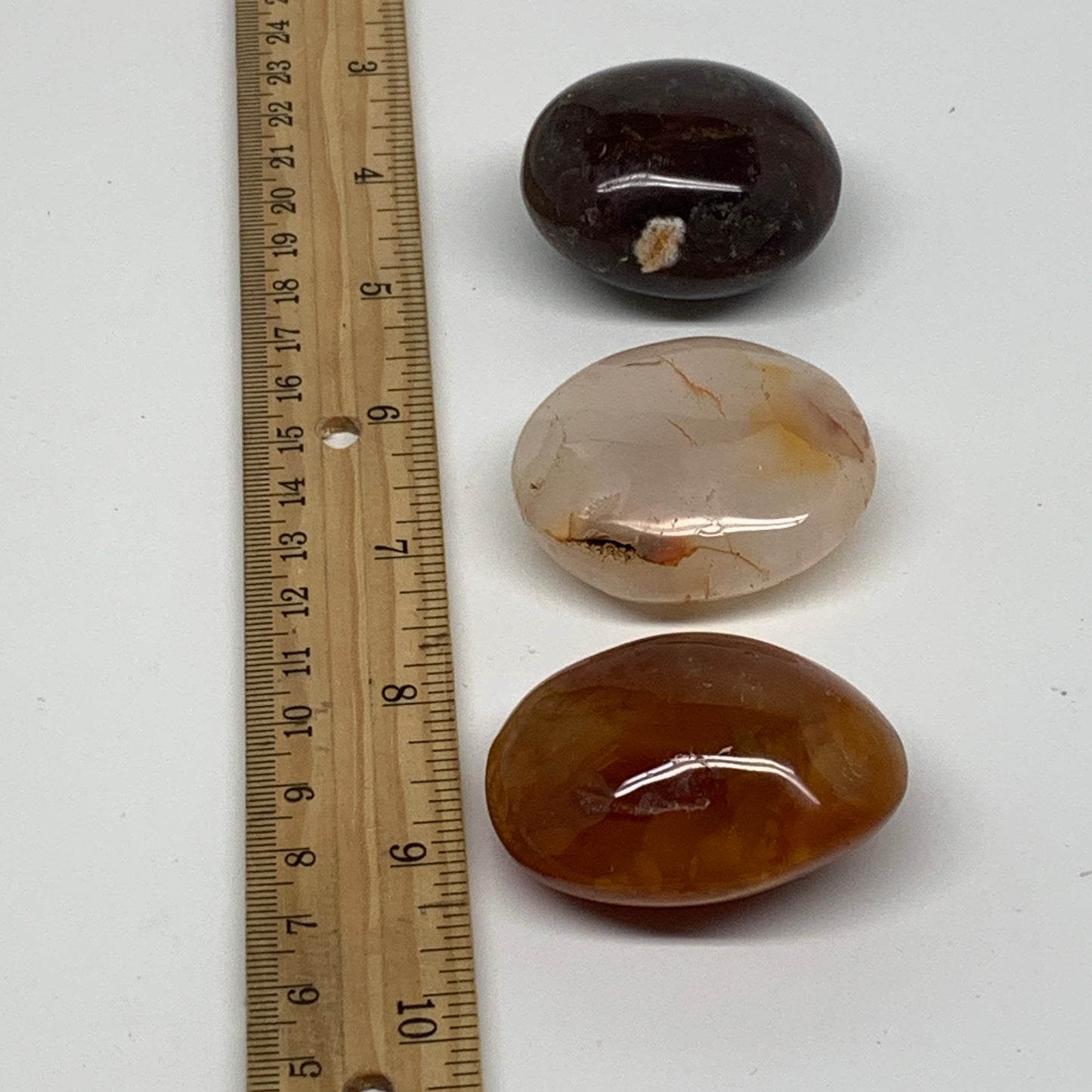 186.1g, 1.8"-2", 3pcs, Red Carnelian Palm-Stone Gem Crystal Polished, B37609